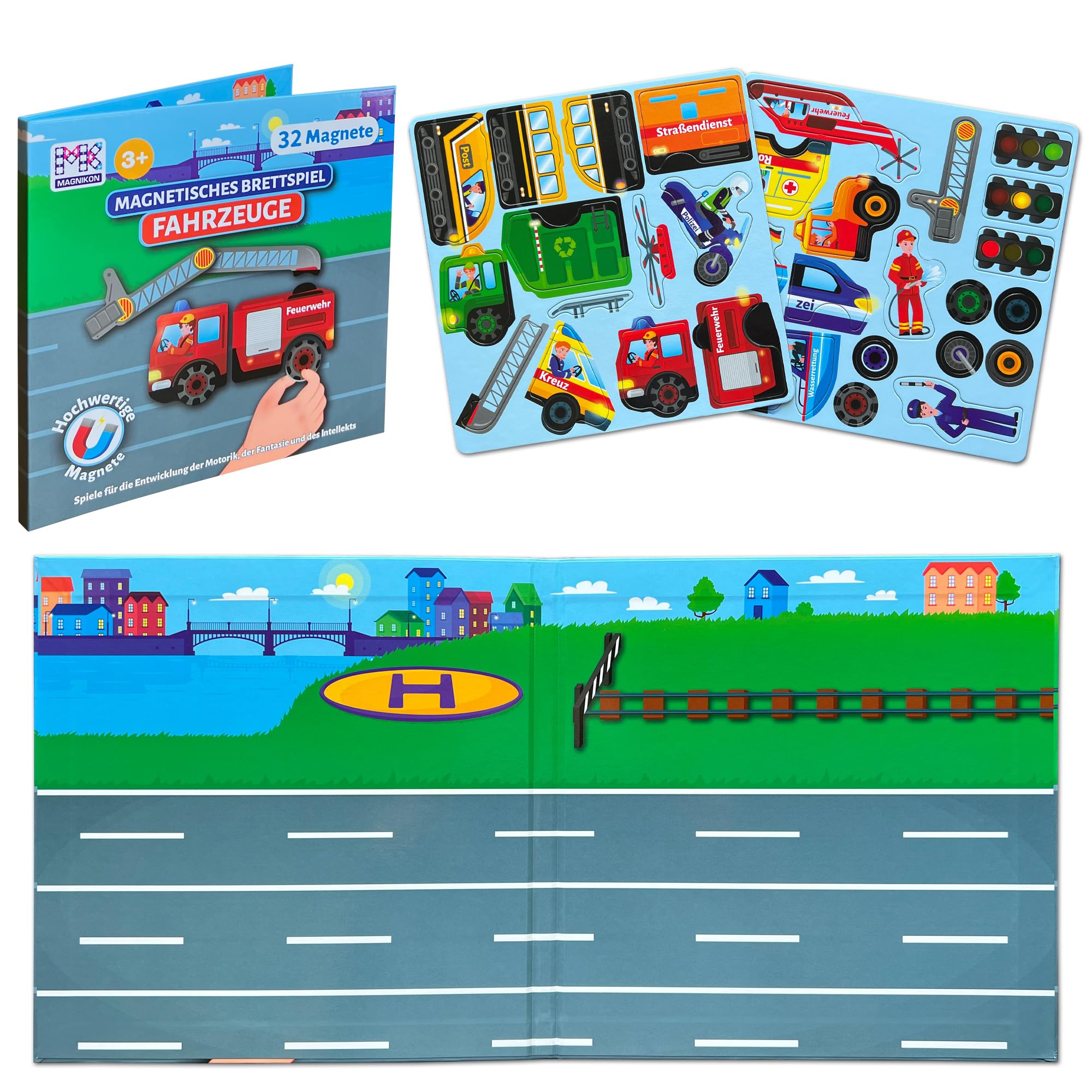 MAGNIKON Livre Magnétique Ferme – 40 Aimants – Jeu Voyage Motricité, Animaux, Légumes – Dès 3 Ans