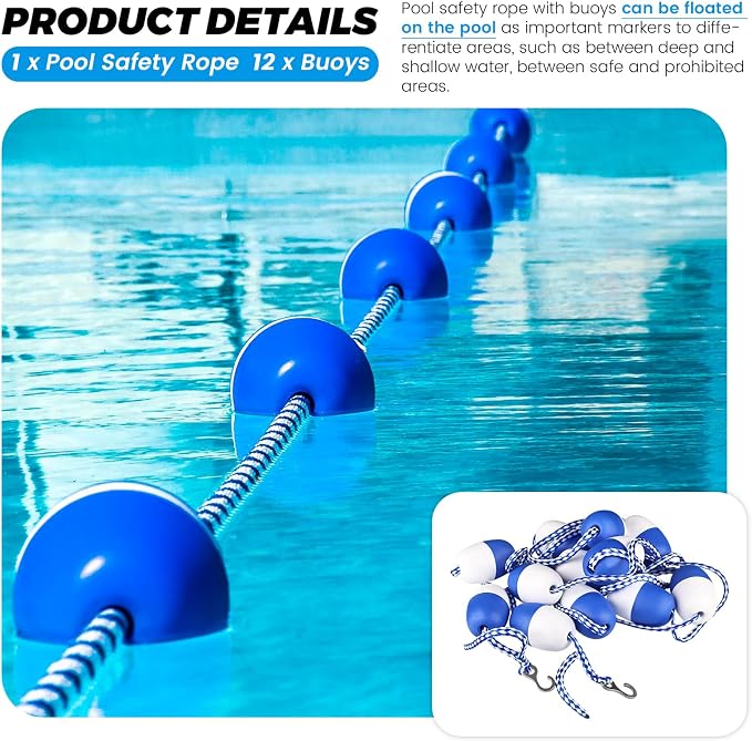 Soga de seguridad ajustable para piscina 18 pies con boyas miniatura 7