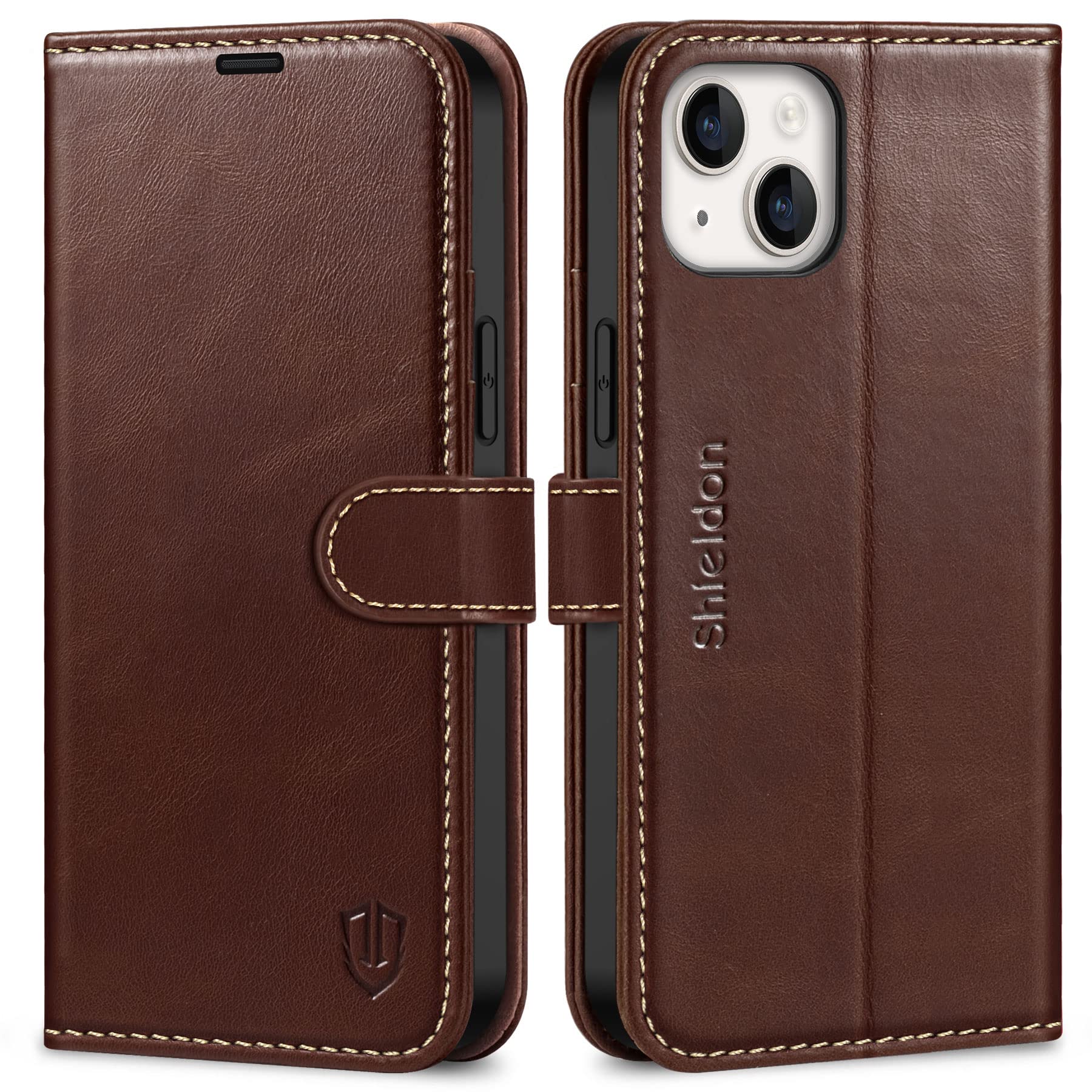 Amazon.co.jp: SHIELDON iPhone14 Plus 対応ケース 手帳型 本革