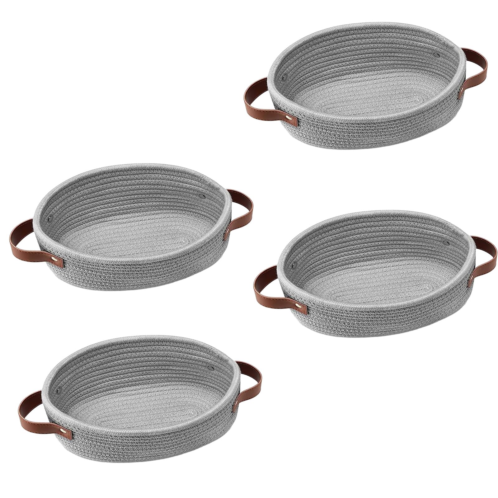 MICFENY 4pcs Oval Cotton Rope Storage Baskets Sturdy Cotton Rope Storage Baskets Organization Bin for Everyday Use