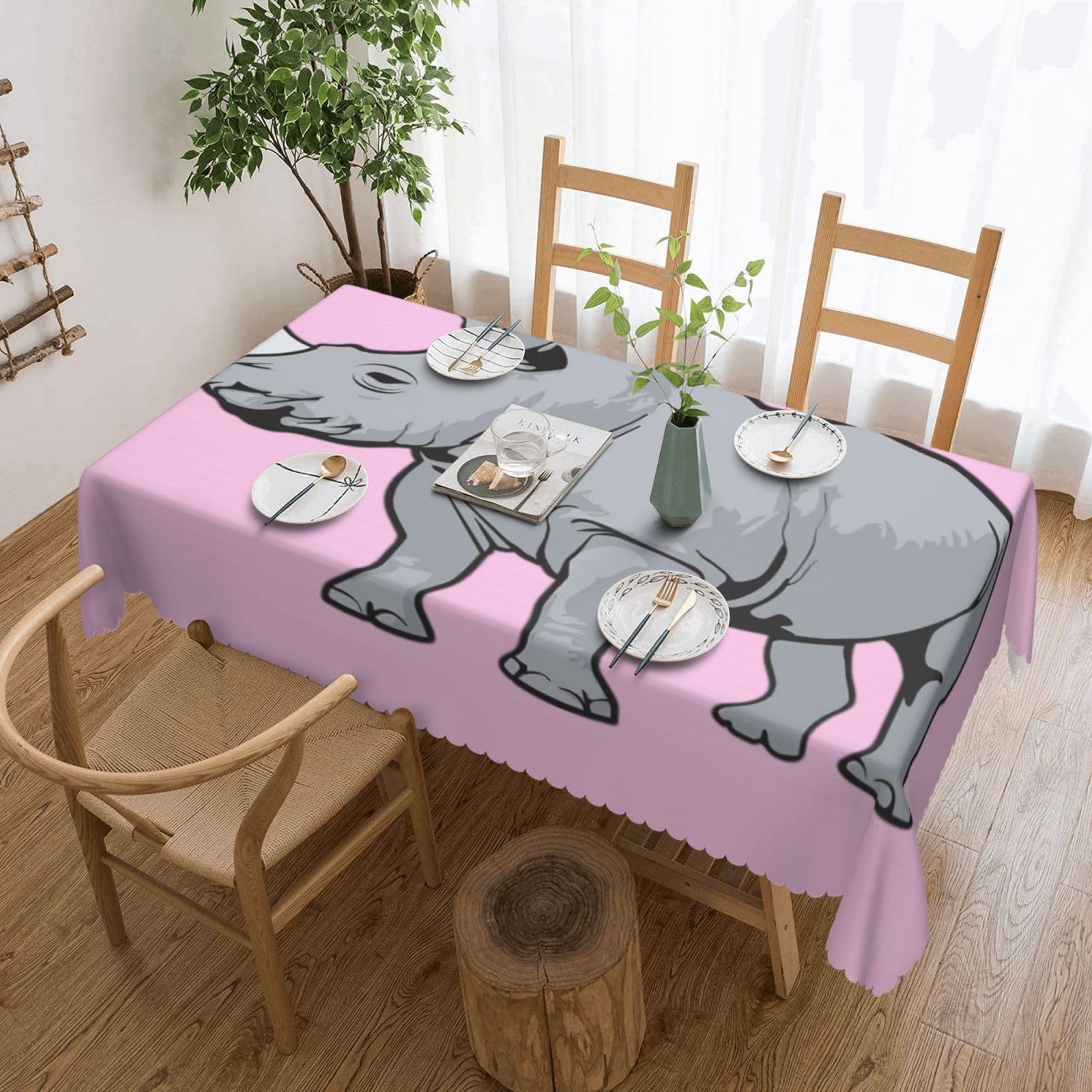 Nappe rhinocéros 137x182 cm lavable en toile polyester