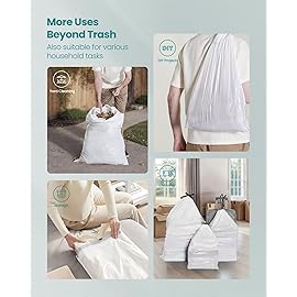 SONGMICS Trash Bags for 8-Gallon (30 L) Trash Cans, Drawstring Kitchen Garbage Bags, Pre-Separated, Quick-Dispense Box, Liner Code H, 4 Rolls, 160 Count, White UKRB031A04