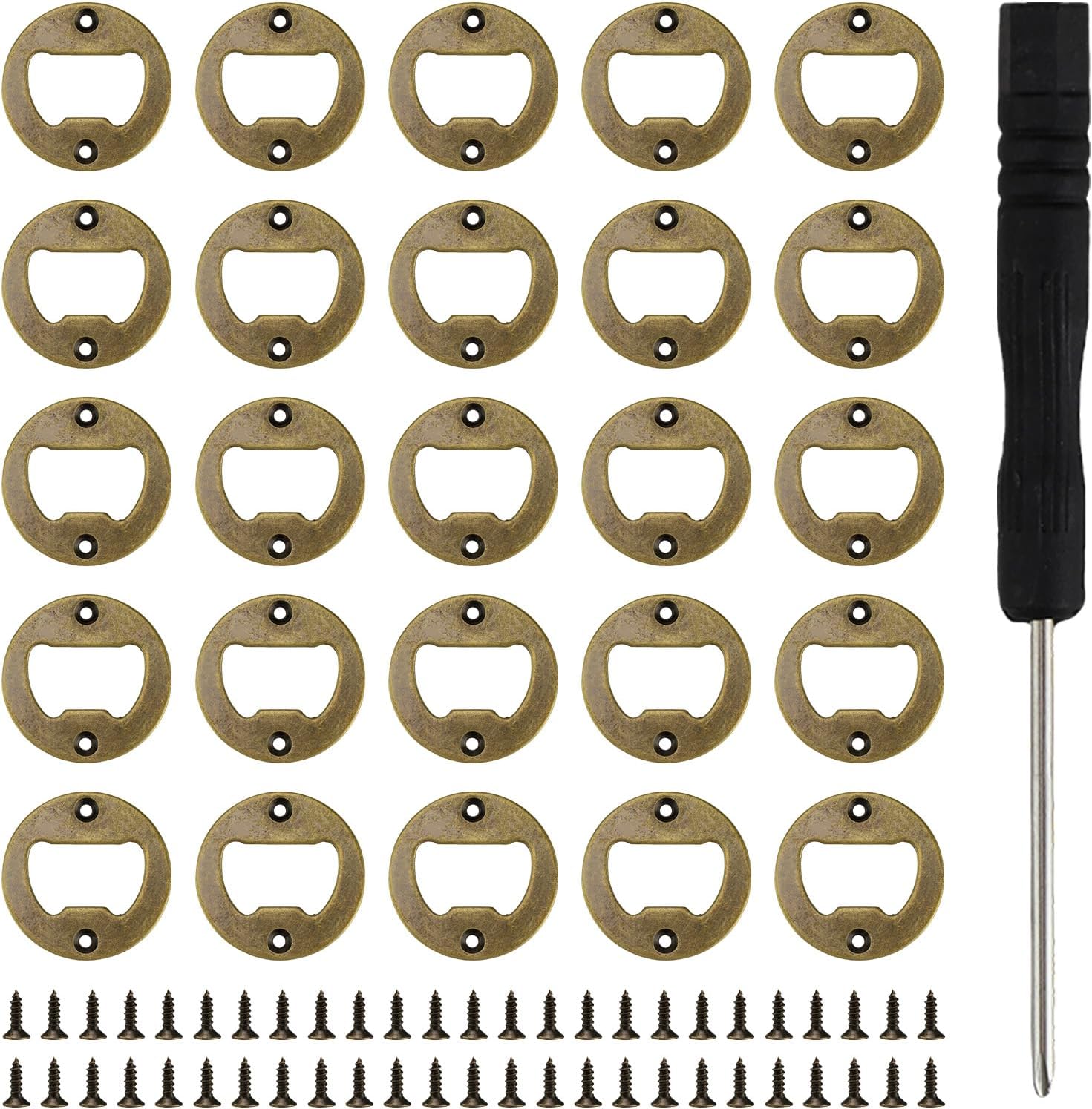 Bottle Opener Insert, SPRHR 25-Piece Bottle Opener Insert Kit, Bottle Opener Insert Sets 4 cm, Sturdy and Durable, Retro Design, Suitable for Bars, Barbecues, Camping