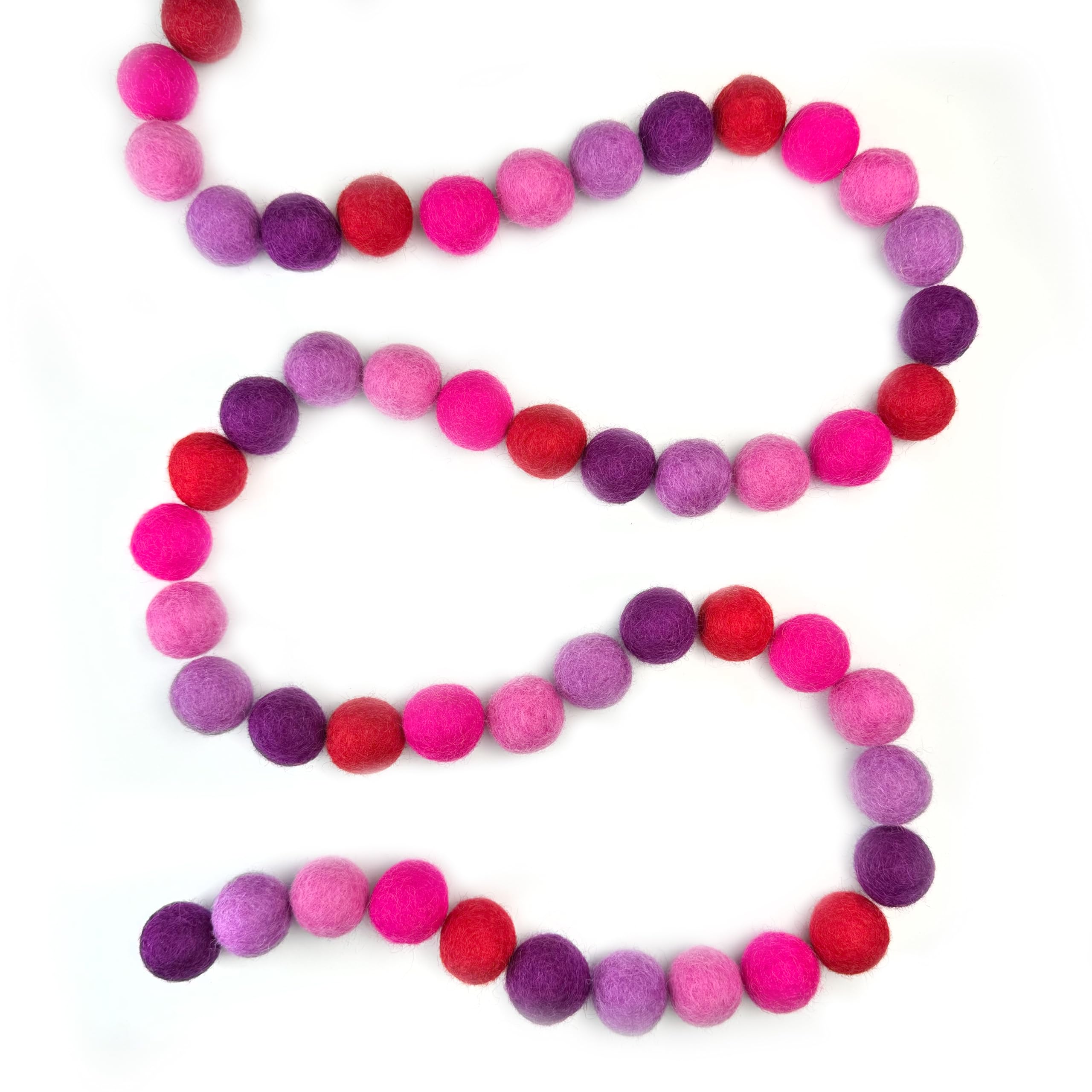 Wildflower by hu hands Hot Love Pink & Purple Felt Balls | (50) Pom Poms Hand Felted in Nepal from 100% NZ Wool for Crafts, Garland, Felting, Decor | .8-1 Inch Pompoms | Muslin Bag Included - Image 6