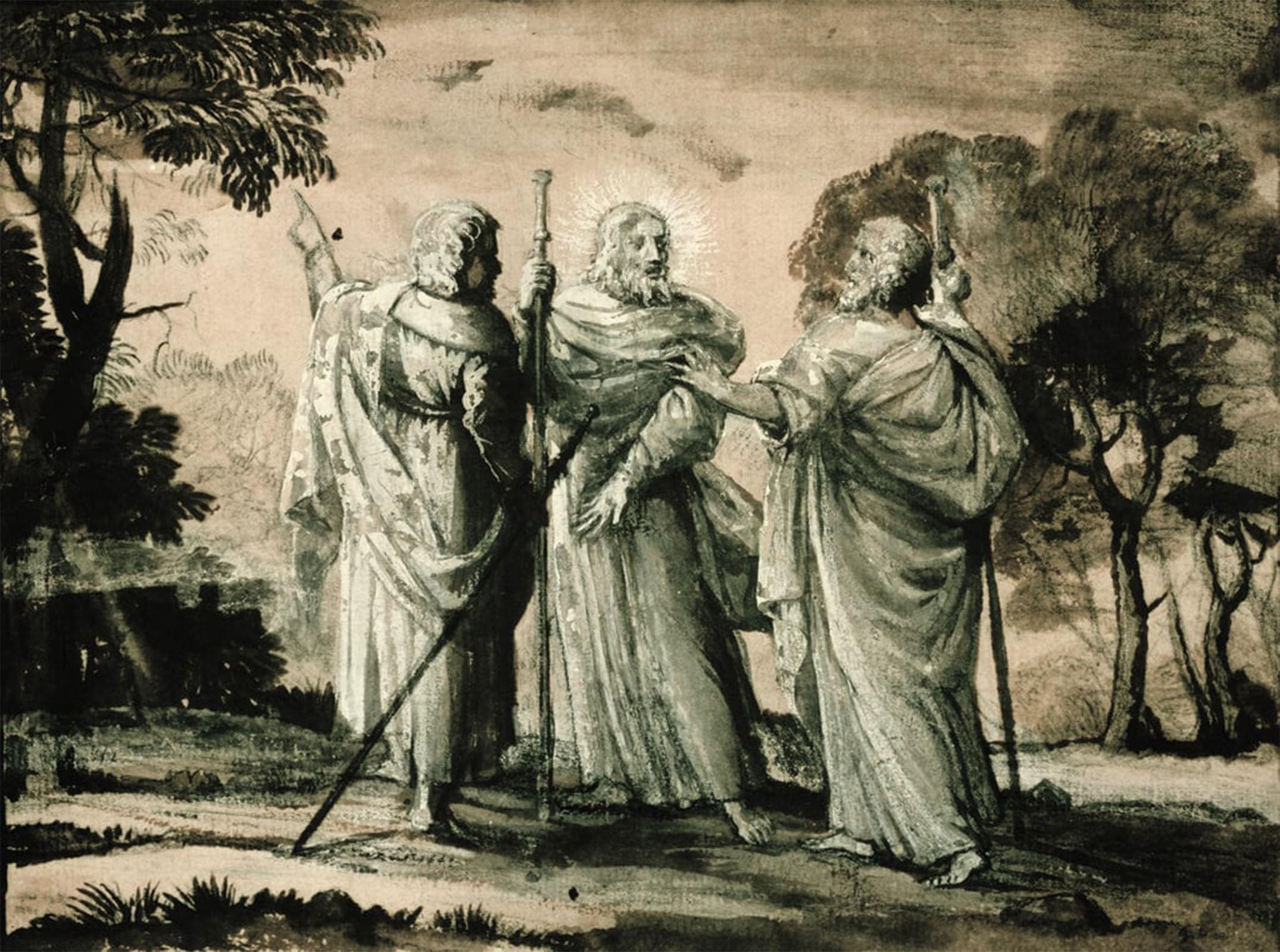 SERENDIPITP Retro Picture Poster Wall Art Pictures Painting Journey to Emmaus by Claude Lorrain Wall Art Canvas Print for Wall Decor 60x90cm