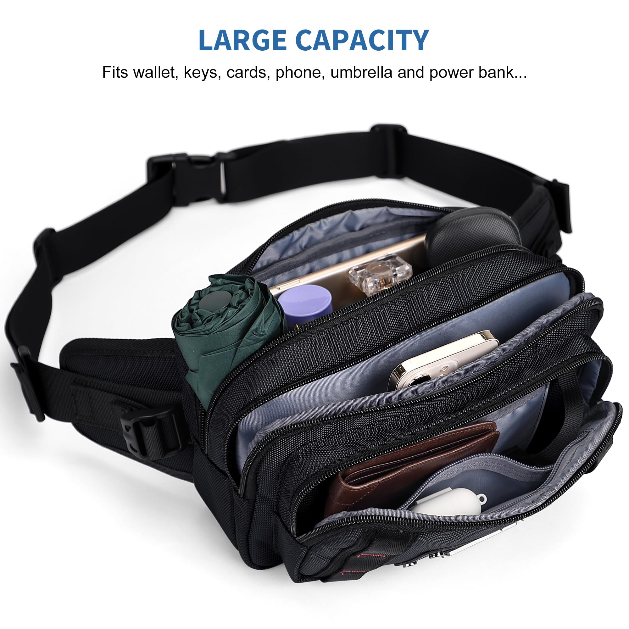 WITZMAN Sac Banane pour Homme, Sac Ceinture Décontracté Résistant À L’Eau