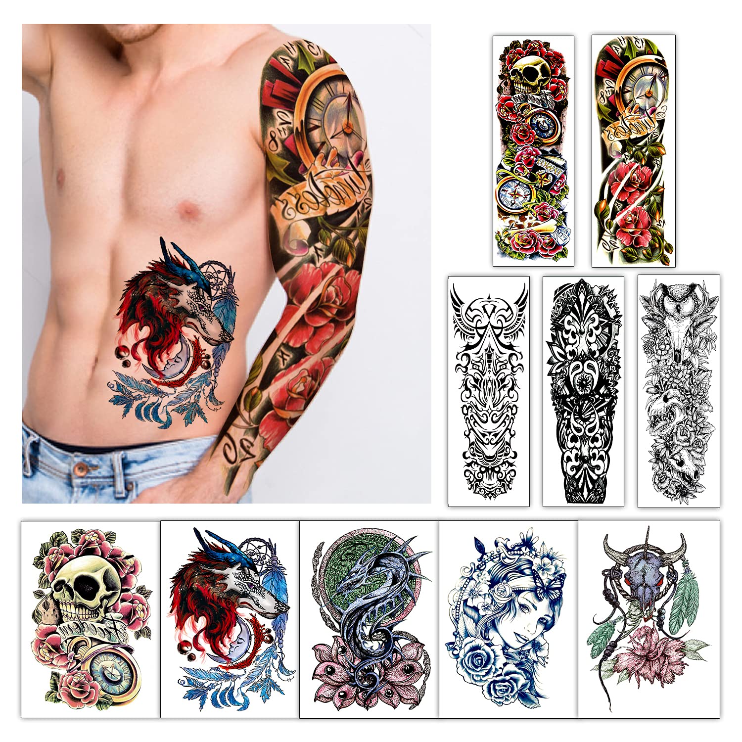 Buy Cerlaza Temporary Tattoo Sleeves for Men, Full Arm Sleeve Temporary