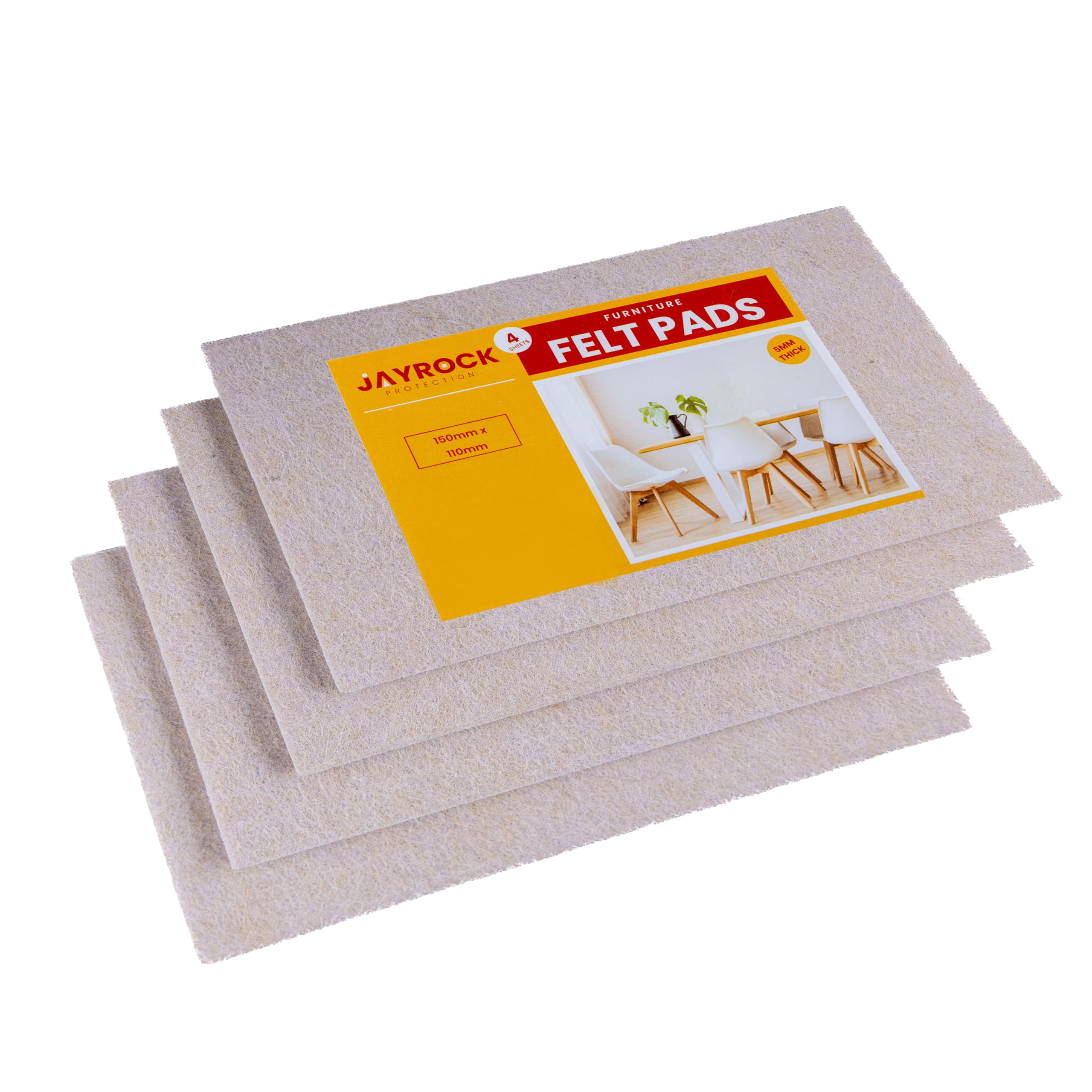 Furniture Pads for Hardwood Floors – Self-Adhesive Furniture Felt Sliders Pack of 4 – Cut To Size Pad Sheets for Tile, Laminate Floor – Non Scratch Floor Protectors – 150mm x 110mm - BEIGE