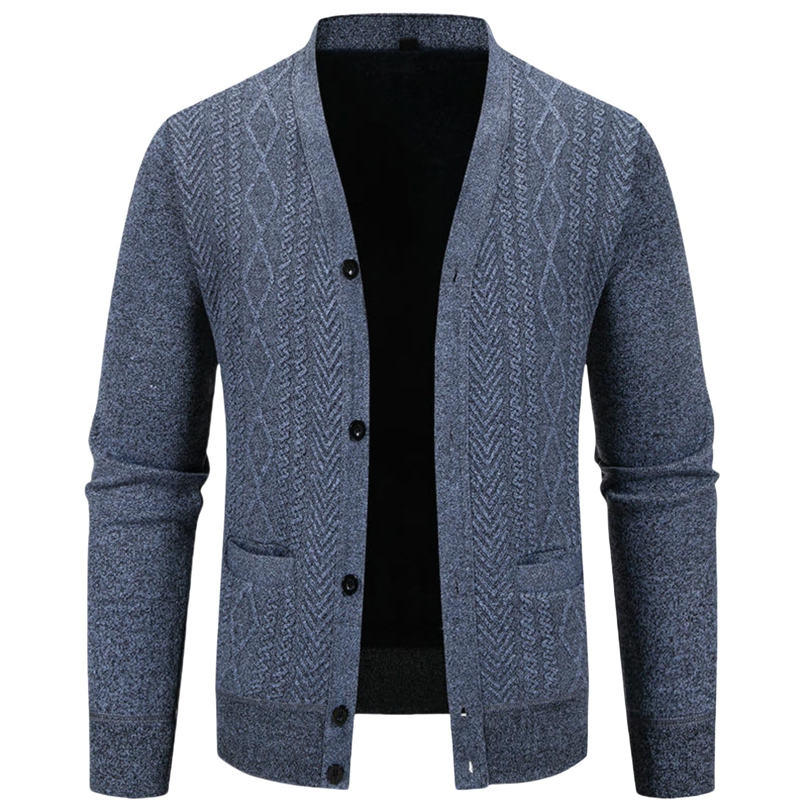 Cárdigan de punto grueso con botones térmicos para invierno 8