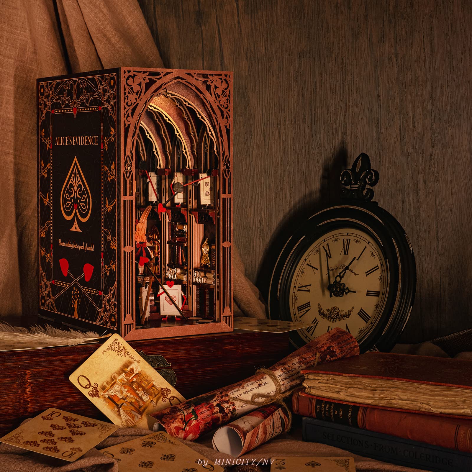 Minicity Book Nook Kit, DIY Miniature Dollhouse Booknook Kit - Image 2