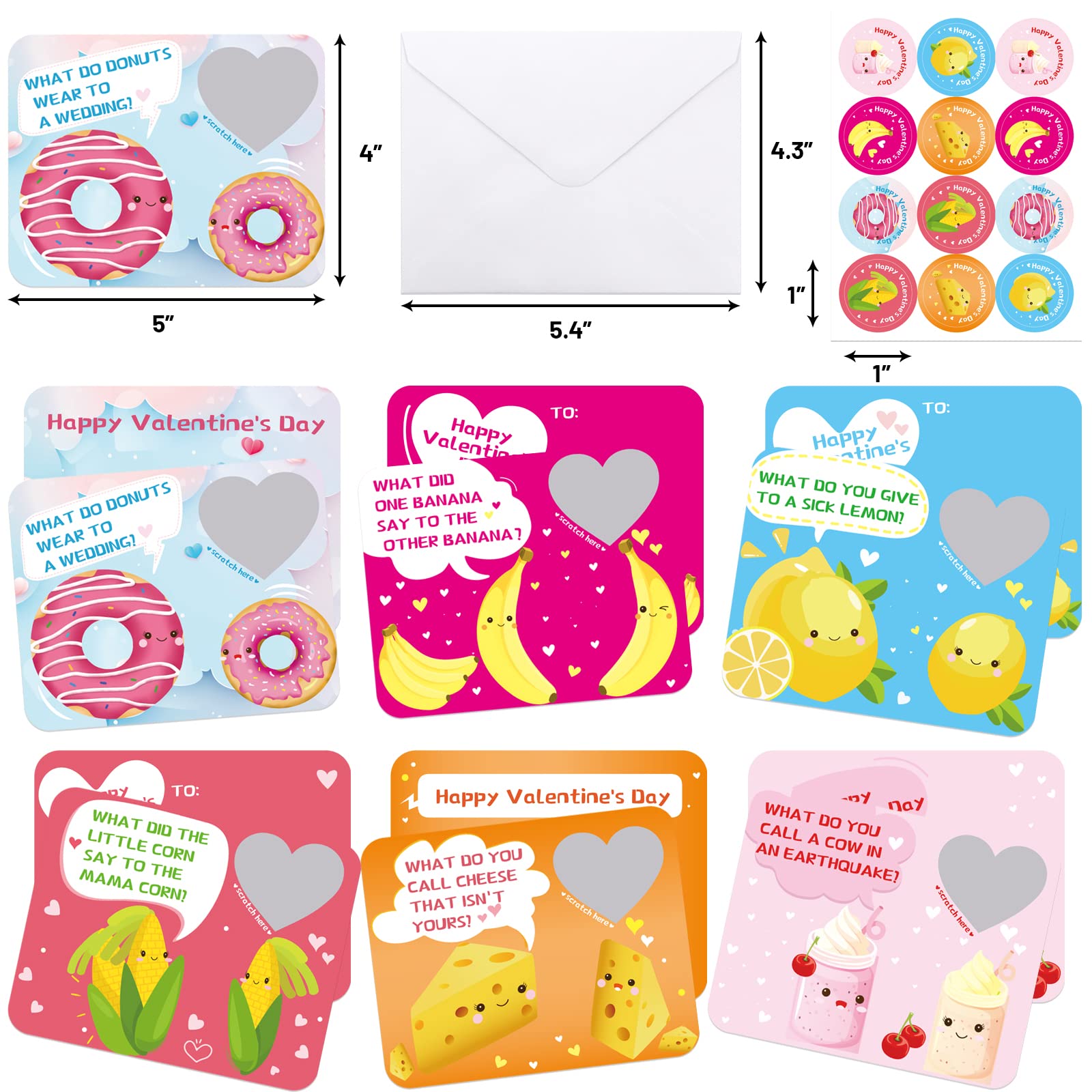Valentine's Day Scratch Off Cards - 36 Joke Cards With Stickers For Classroom Exchange
