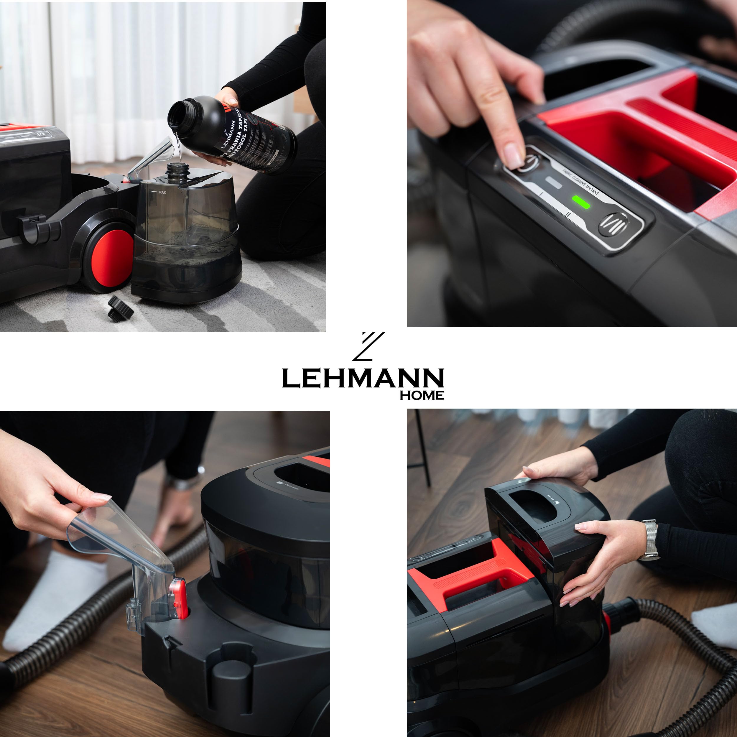 Lehmann Prowash 2000 Professionnel Aspirateur Nettoyeur, Multifonction Shampouineuse Idéal pour Canapé, Tapis, Rembourrage, Voiture, Technologie de Nettoyage Révolutionnaire