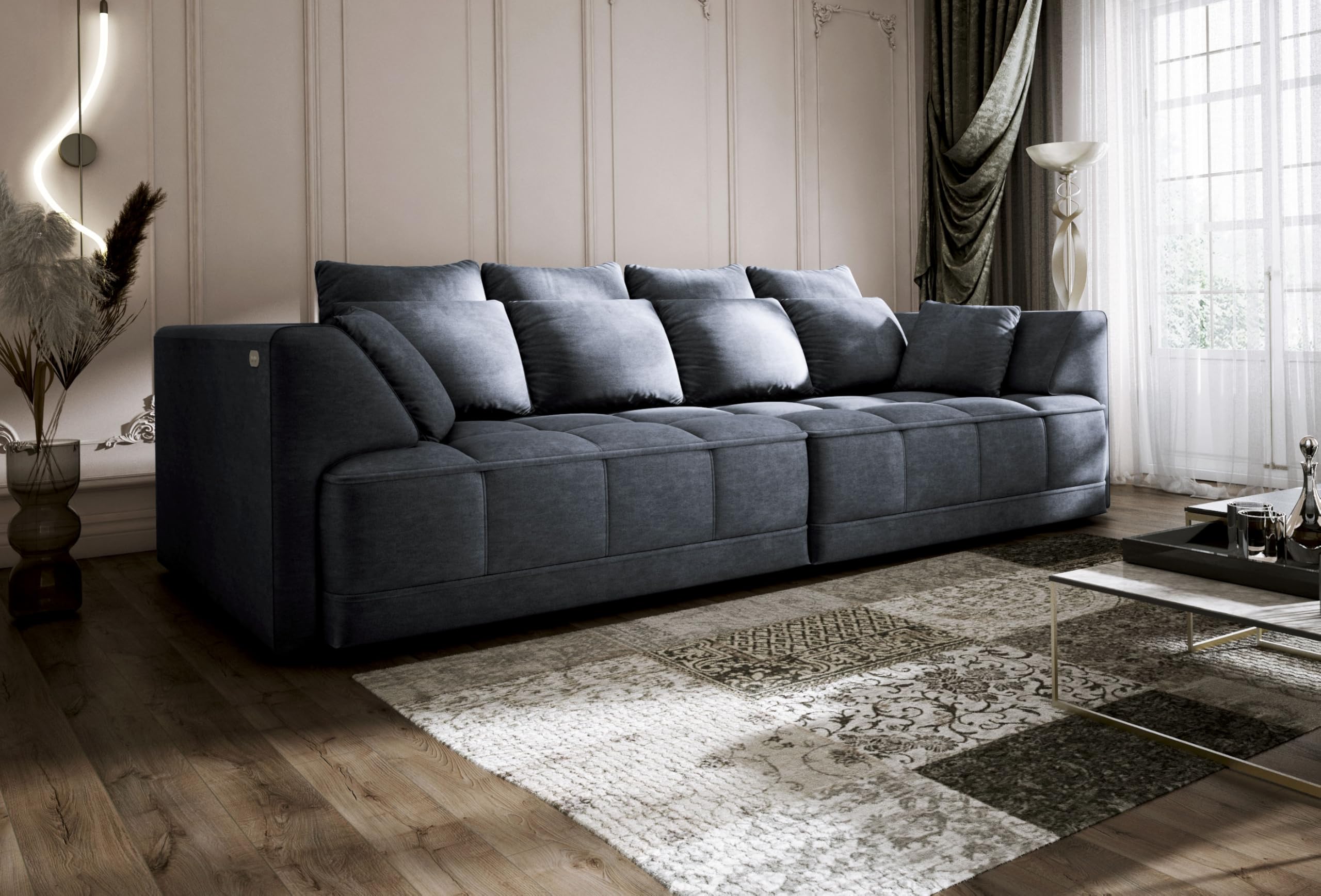 Big Sofa Tiga XXL, Schlafsofa, Couch, Schlafcouch mit Schlaffunktion 302 cm Breit (Cloud 97)