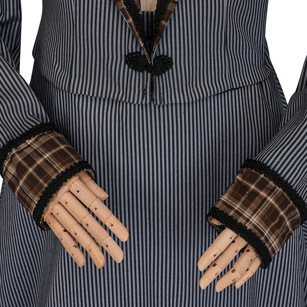 Victorian Edwardian 1890s 1900s Dress Vintage Striped Jacket Skirt Gothic Steampunk Ball Gown Costume for Women