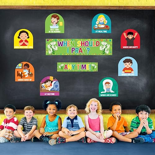 Miniatura 5 de Juego de decoración de tablón de anuncios para aula, decoración religiosa para aula y escuela dominical para fiestas, escuela, aula, puerta, tablón