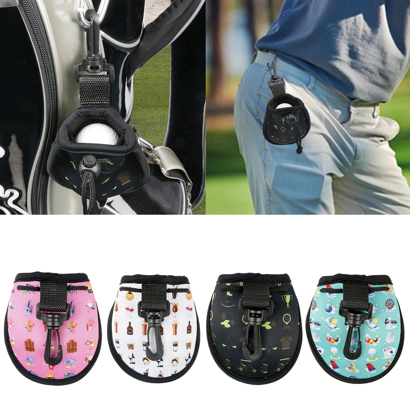Borsa Porta Telemetro Per Golf Con Moschettone – Custodia Antiurto In Tessuto Fiocco Di Neve, Grigia, 12x5x17 Cm