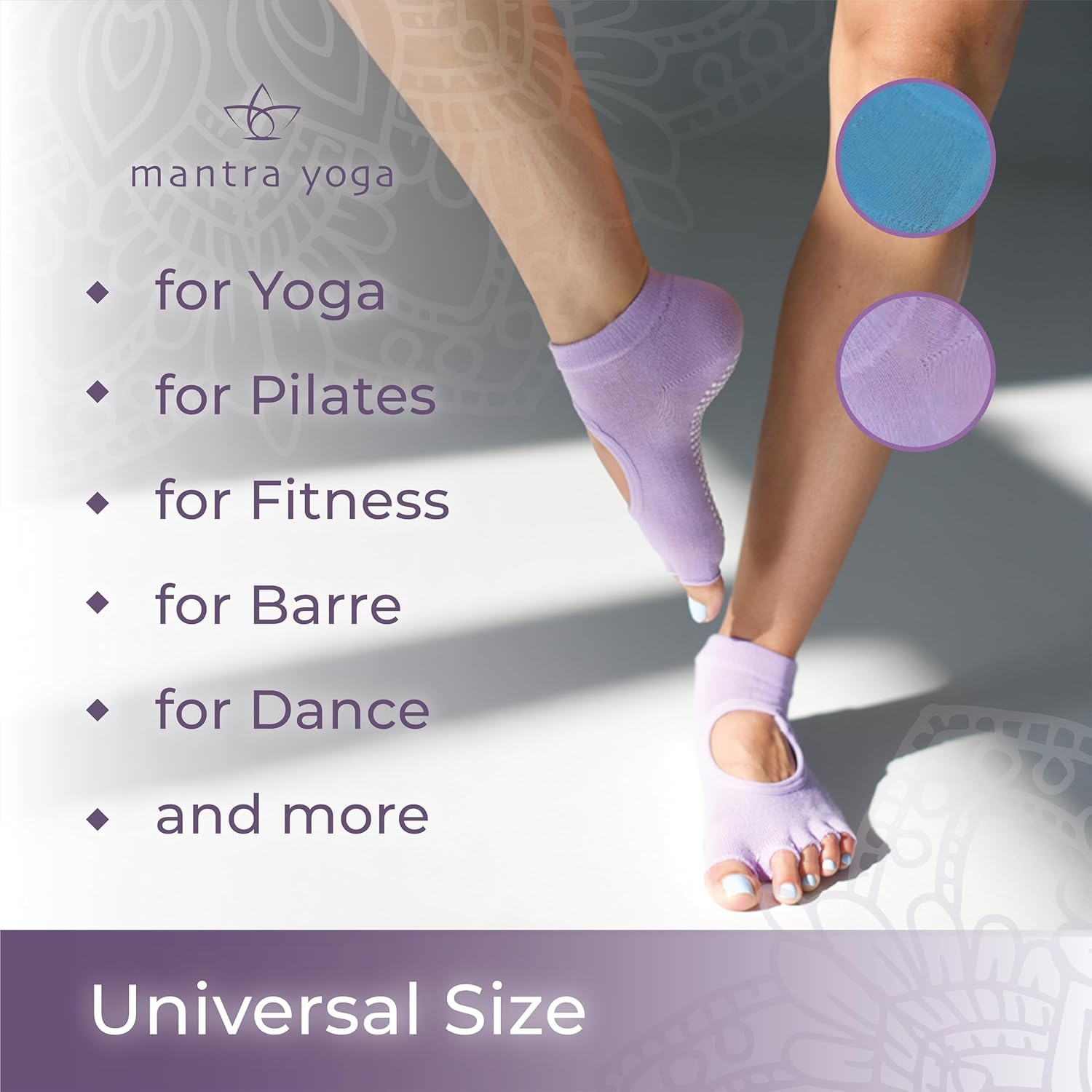 Mantra Yoga Grip Socks - Non-Slip Yoga Socks for Women | Universal Size | Perfect for Pilates, Ballet, Barre, Dance and More… - Image 3