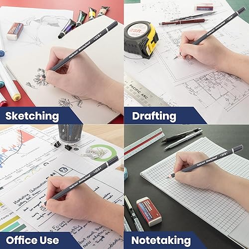 Miniatura 3 de Pacific Arc Lápices de dibujo de grafito premium para artistas, 3B - Lápices profesionales para dibujo, dibujo, bocetos y sombreado, 12 unidades -