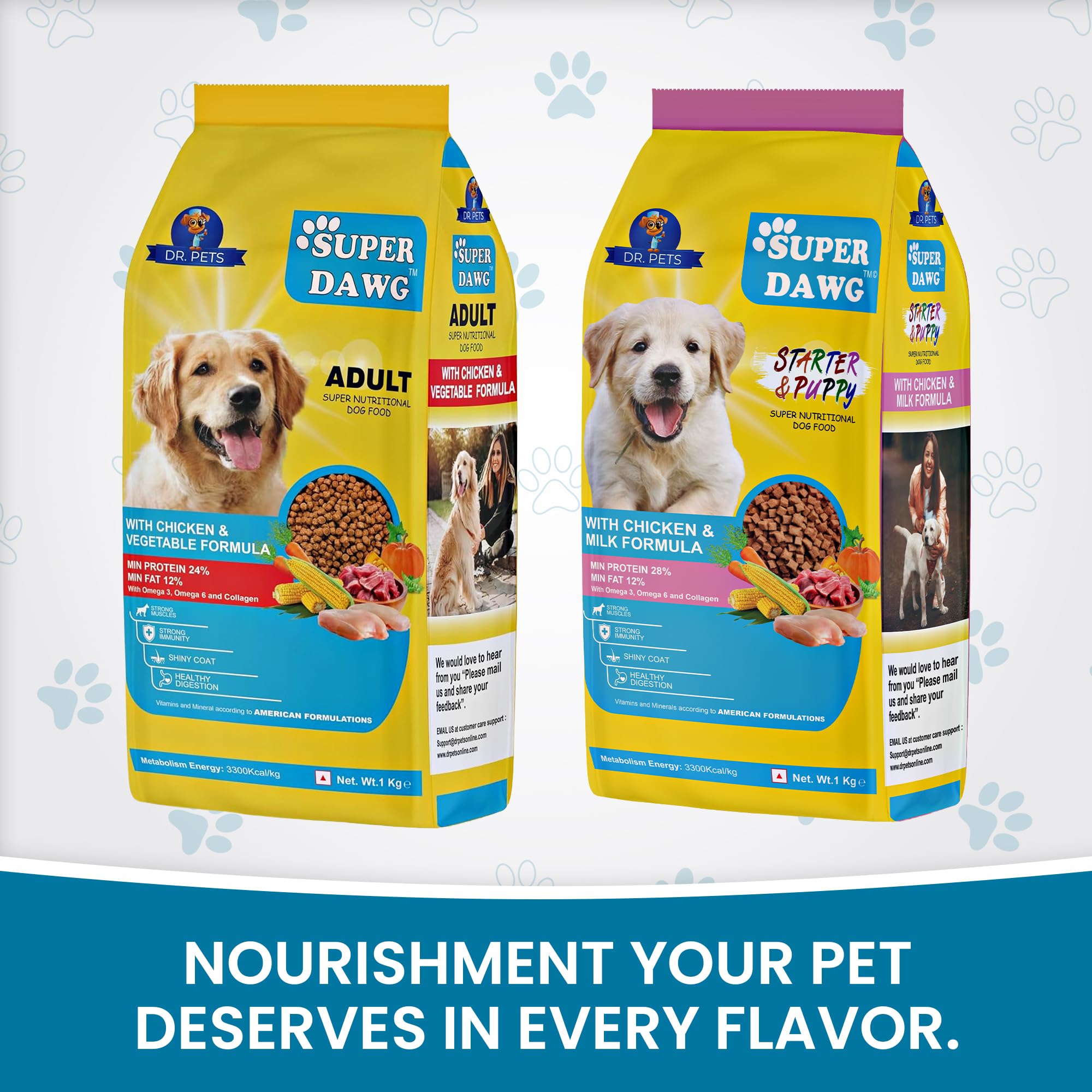 Dr.Pets Super Dawg Adult Dog Food | with Chicken & Vegetable Formula | High Protein 24% & Healthy Fats 12% | Omega 3, 6 & Collagen for Strong Muscles, Shiny Coat & Easy Digestion 10Kg Pack 4