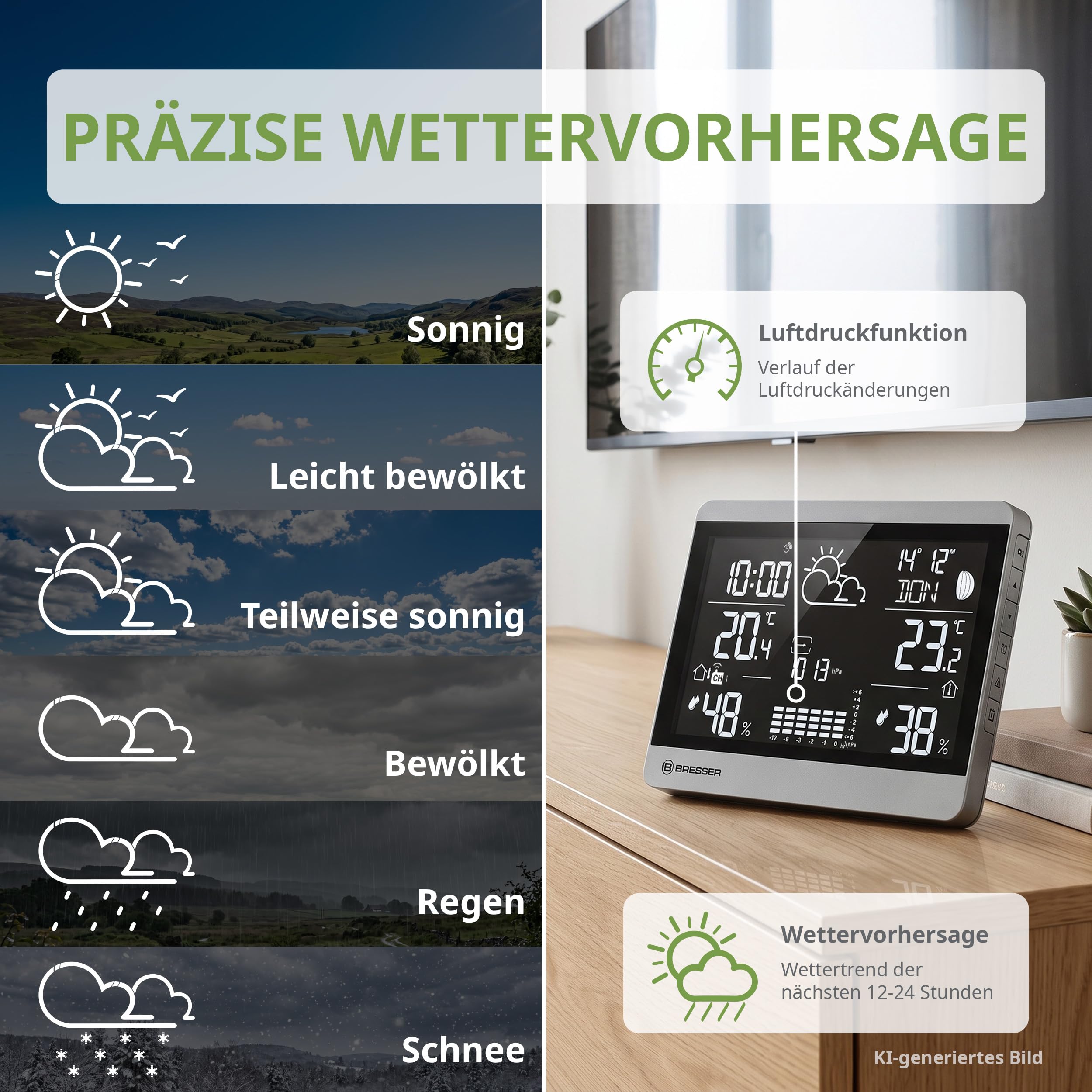 BRESSER Estación Meteorológica Inalámbrica ClimateTemp NDH-NEO
