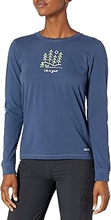 Women's Moonlight Woods Long Sleeve Vintage Crusher Tee, Darkest Blue