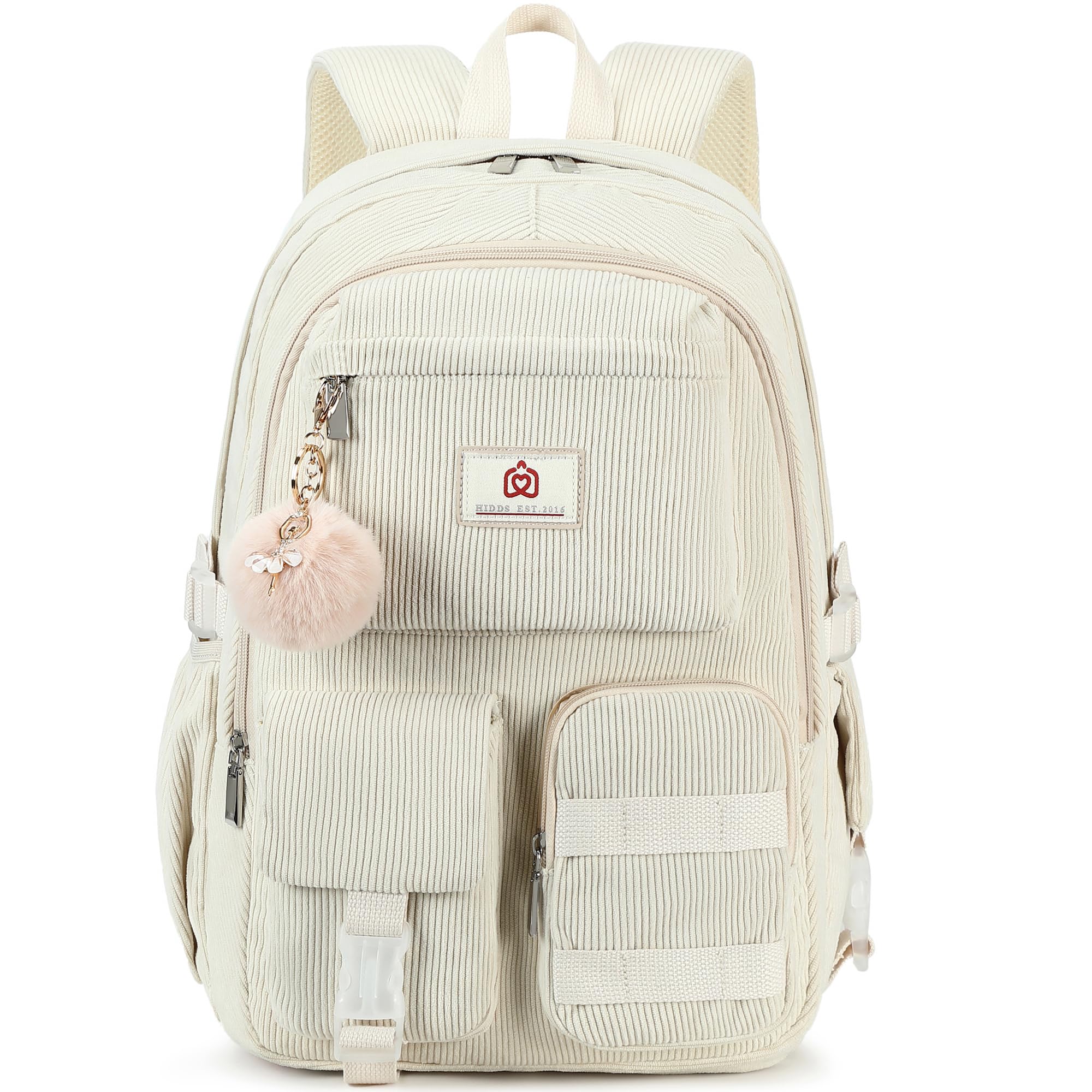 Hidds School Backpack for Teens Girls Women 15.6 Inch Laptop College Backpacks Corduroy Work Bag Kids Elementary Middle High Campus Bookbag Students