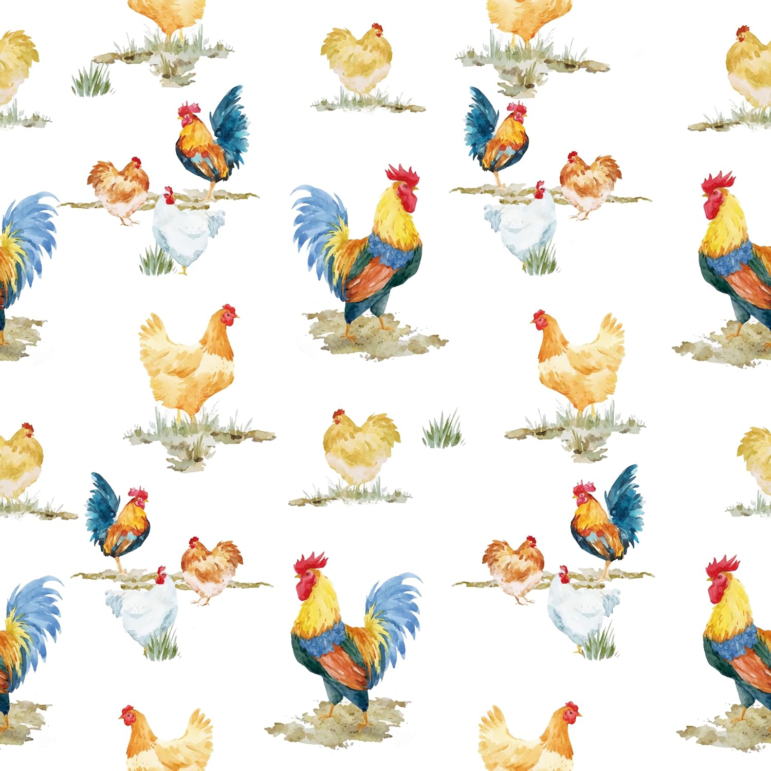 Vintage Chicken Wallpaper Peel and Stick Rooster Coop Farmhouse Wallpaper for Bathroom Kitchen Bedroom Desk Self Adhsive Removable Contact Paper for Cabinets Chicken Wall Paper 17.5"x102"