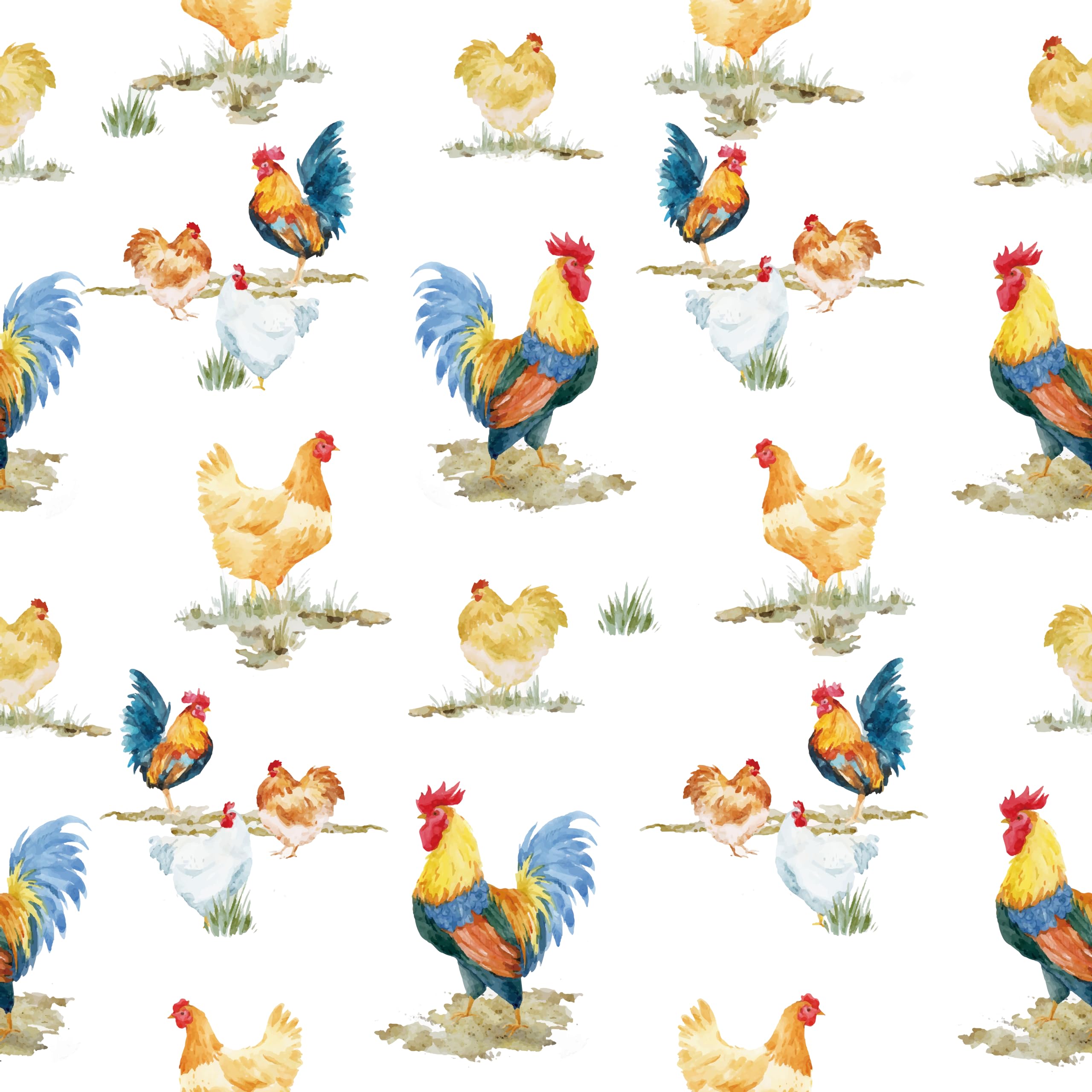Papier peint vintage poulet pour rénover un meuble sans colle