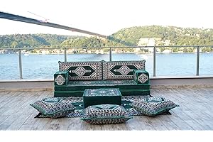 Arabic-inspired Green Full Futon Sofa Couch Cover
