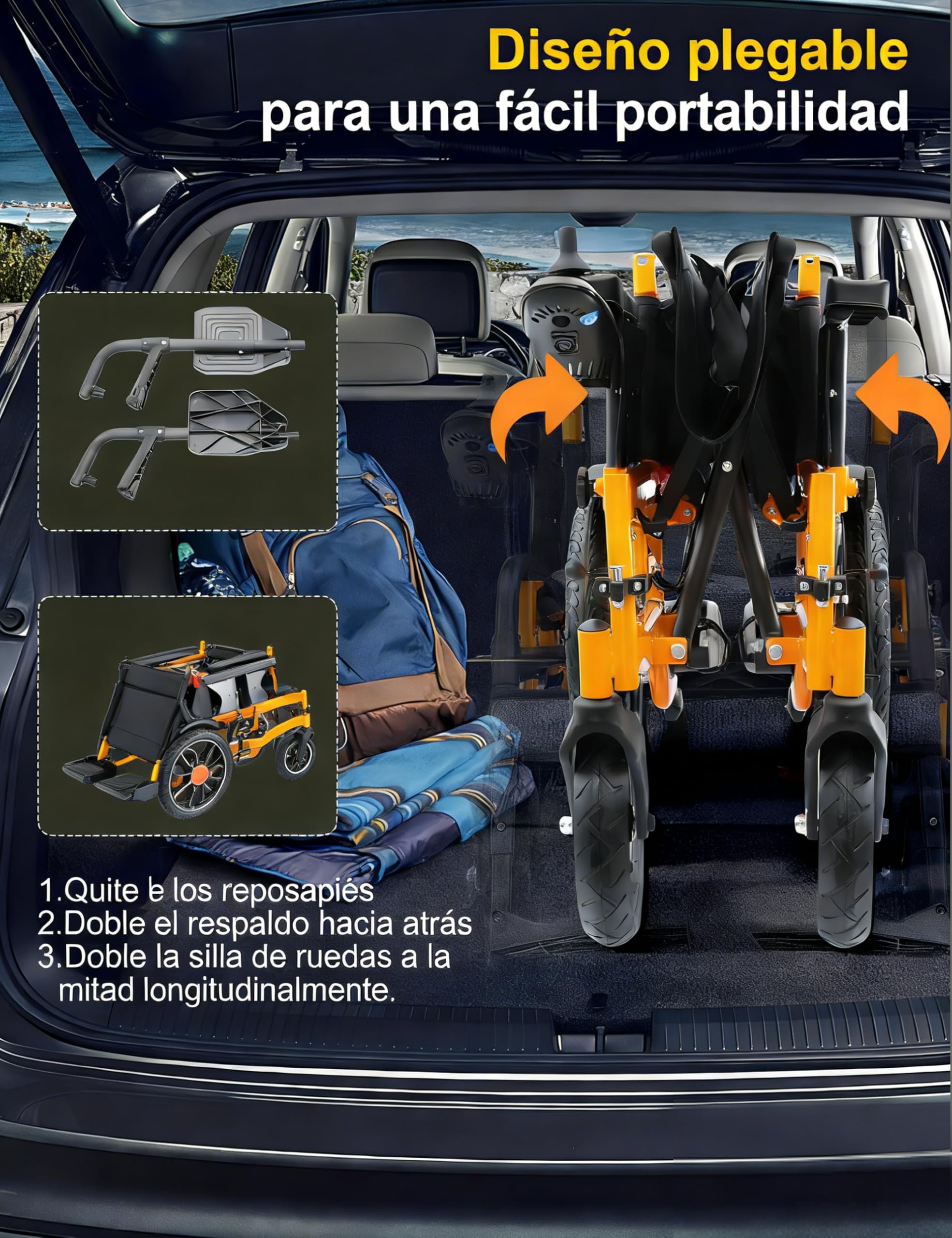 Silla de ruedas eléctrica portátil plegable con asientos más anchos, batería de litio extraíble de 20 Ah, alcance de 25 km, silla de ruedas eléctrica para discapacitados y personas mayores