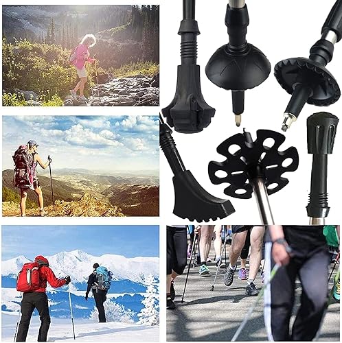 Miniatura 7 de Puntas de bastón de senderismo, puntas de goma para bastones de senderismo, 6 piezas de protectores de repuesto, puntas de goma, pies de goma que se