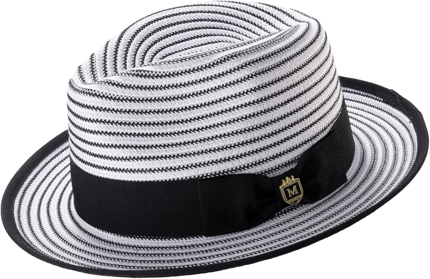MONTIQUE Striped Fedora Hat with Ribbon Band | Stylish & Elegant Classic Design Fedora Hats for Modern Touch | H-90