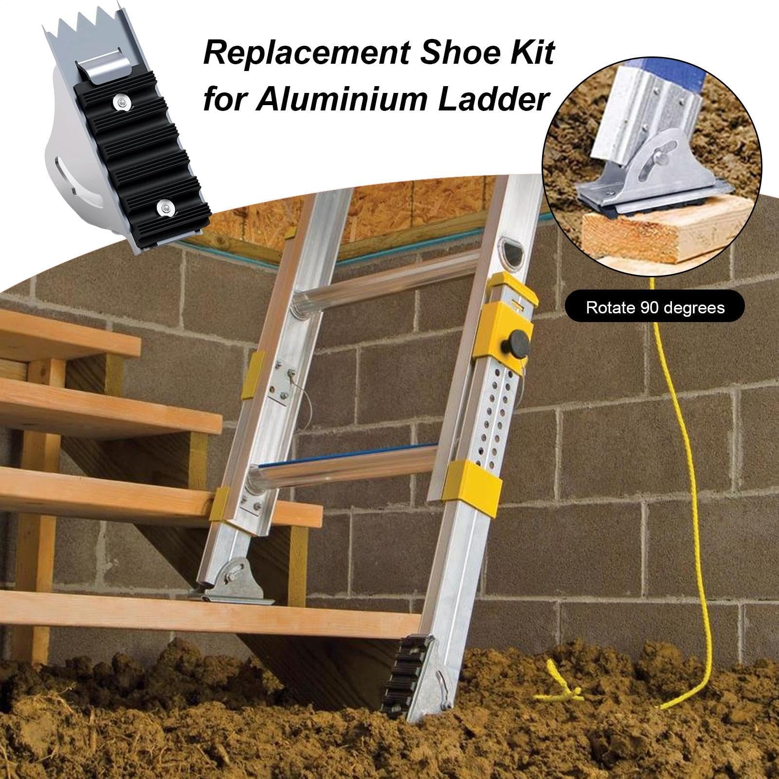Herramienta de repuesto de zapata antideslizante de aluminio, almohadillas antideslizantes y fuertes accesorios seguros para piezas de escaleras, kit de reparación para un mejor agarre y seguridad