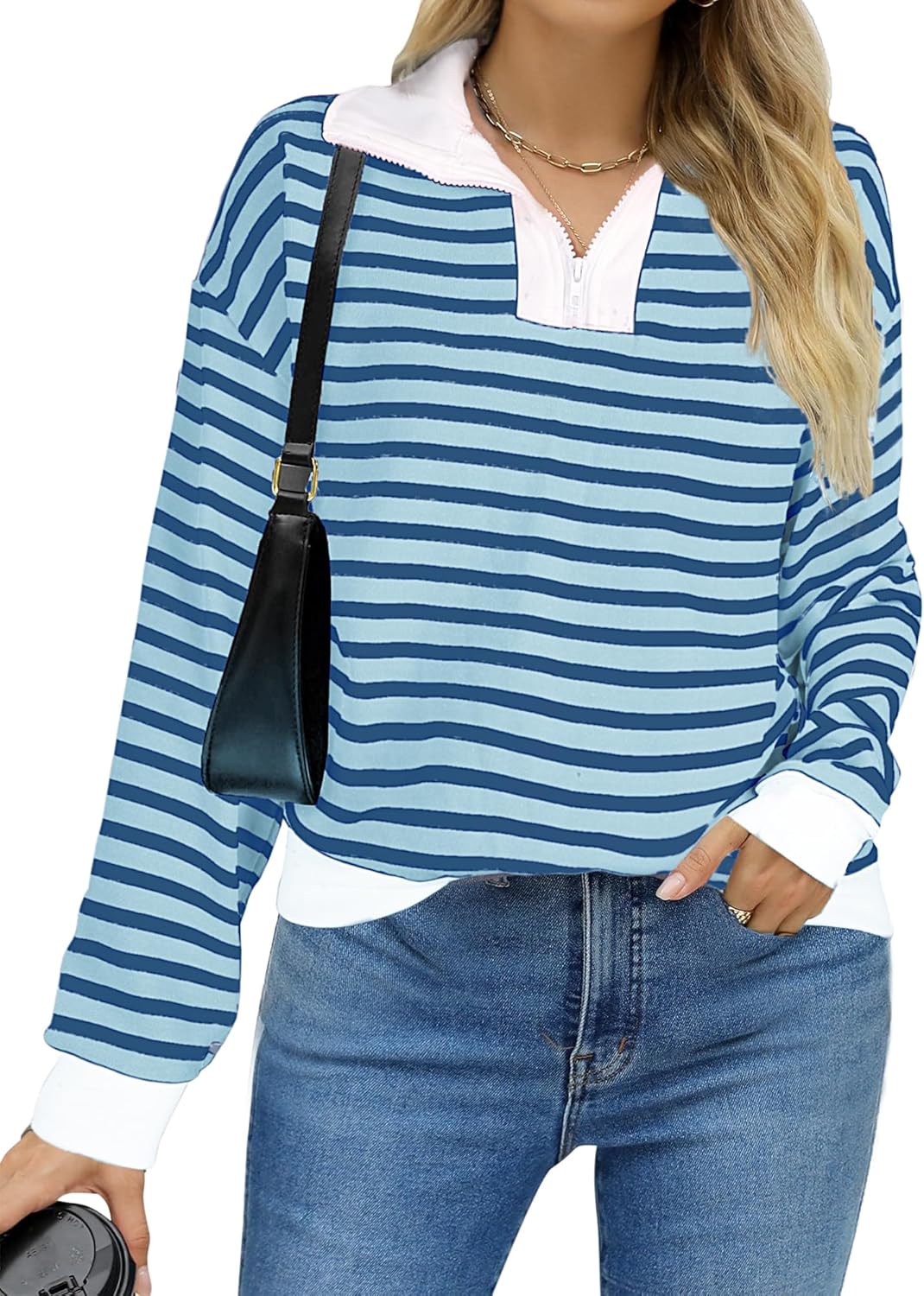 TAKEYAL Womens Oversized Sweatshirts Hoodies Quarter Zip Casual Loose Pullover Tops Teen Girl 2024 Fall Y2K Clothes