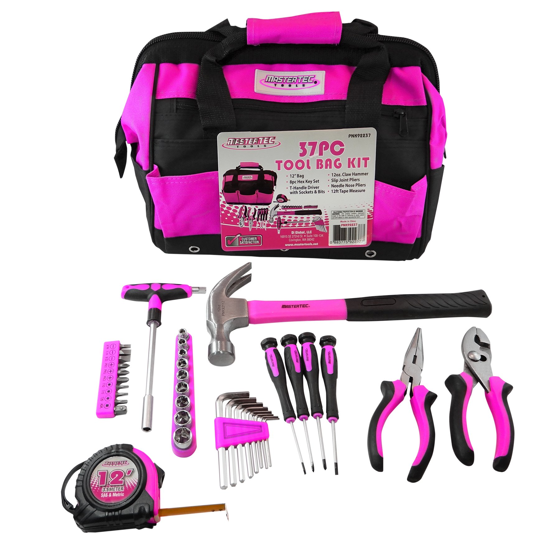 MASTERTEC Pink 37pc Tool Kit w/Storage Bag