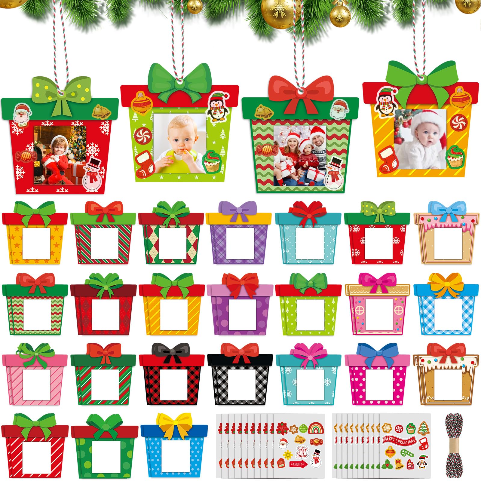 amazon-com-cholemy-48-pcs-christmas-photo-frame-hanging-christmas-frame-ornaments-present-box-gingerbread-house-craft-kit-with-stickers-for-kids-toddler-party-holiday-tree-decoration-gift-style for Free Printable Christmas Photo Frames Amazon.com - Cholemy 48 Pcs Christmas Photo Frame Hanging Christmas Frame Ornaments Present Box Gingerbread House Craft Kit with Stickers for Kids Toddler Party Holiday Tree Decoration(Gift Style) for Free Printable Christmas Photo Frames
