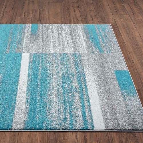 Miniatura 5 de LUXE WEAVERS Lagos Collection 9248 - Alfombra geométrica Art Deco turquesa de 2 x 3 pulgadas