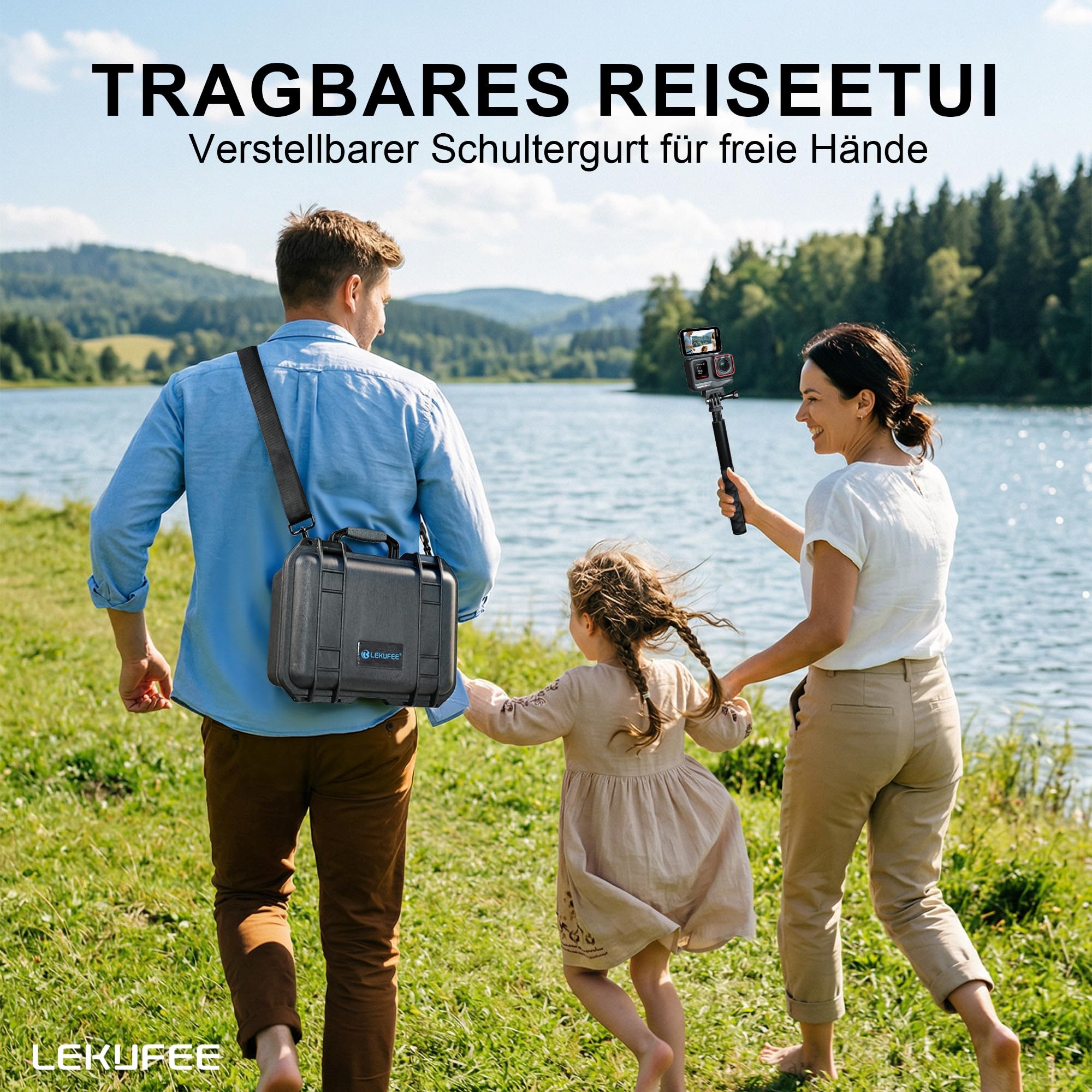 LEKUFEE Wasserdichter Hartschalenkoffer für Insta360 Ace Pro 2/Ace Pro/Insta360 Ace/wasserdichte Action-Kamera und weiteres Zubehör (Nur Koffer)(Inklusive Schultergurt)