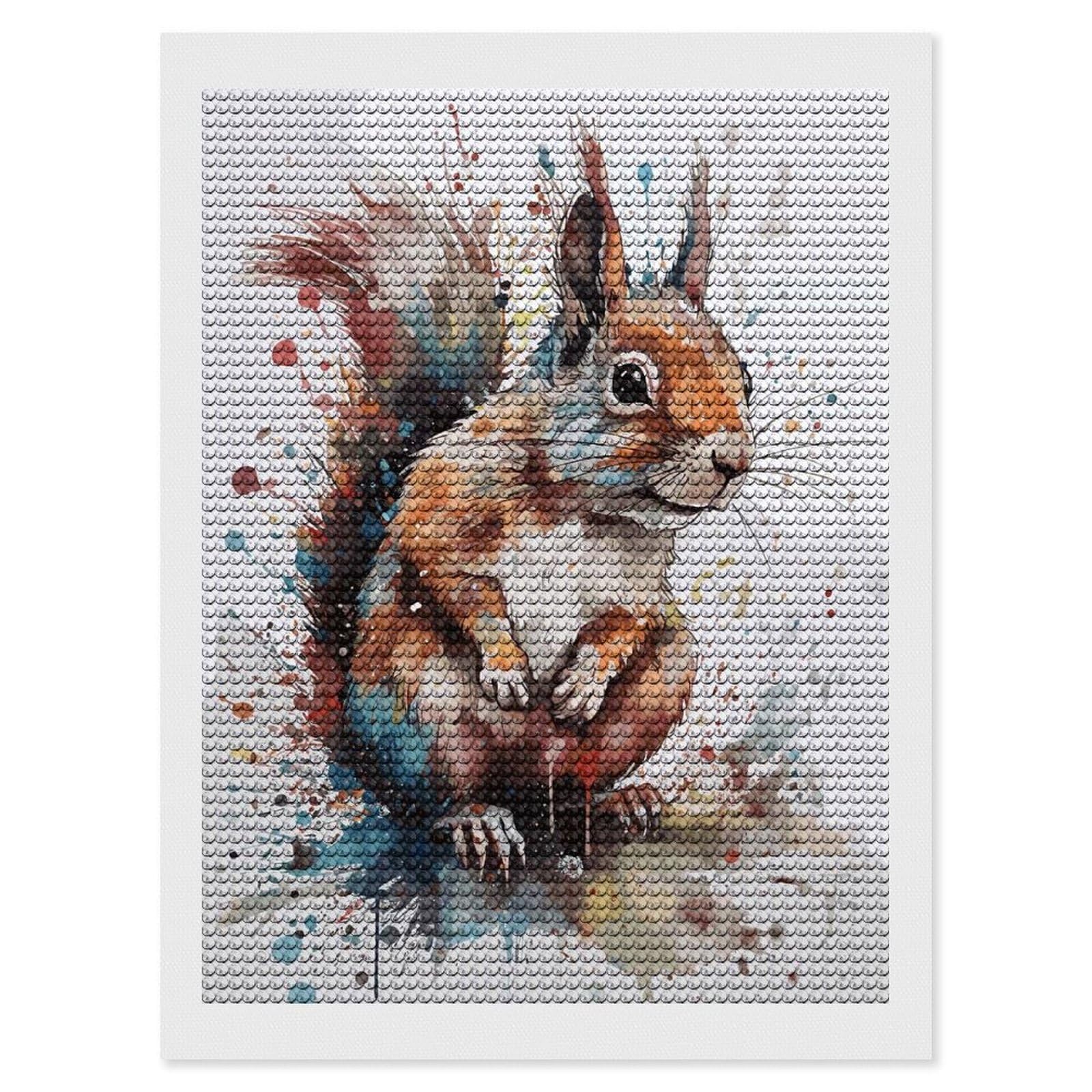 Junmoney Squirrel Watercolor Art Diamond Art Kit 12"x16", Modern Decor, Farmhouse Decor, Home Wall Art, Festive Craft Gift, Handmade Wall Decor