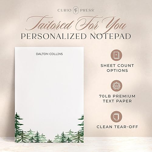 Miniatura 2 de Pine Tree Forest Personalized Notepads - Multiple Size Options - Custom Name Note Pad for Lists, Reminders, Notes - Custom Notepad, Desk Note Pad,