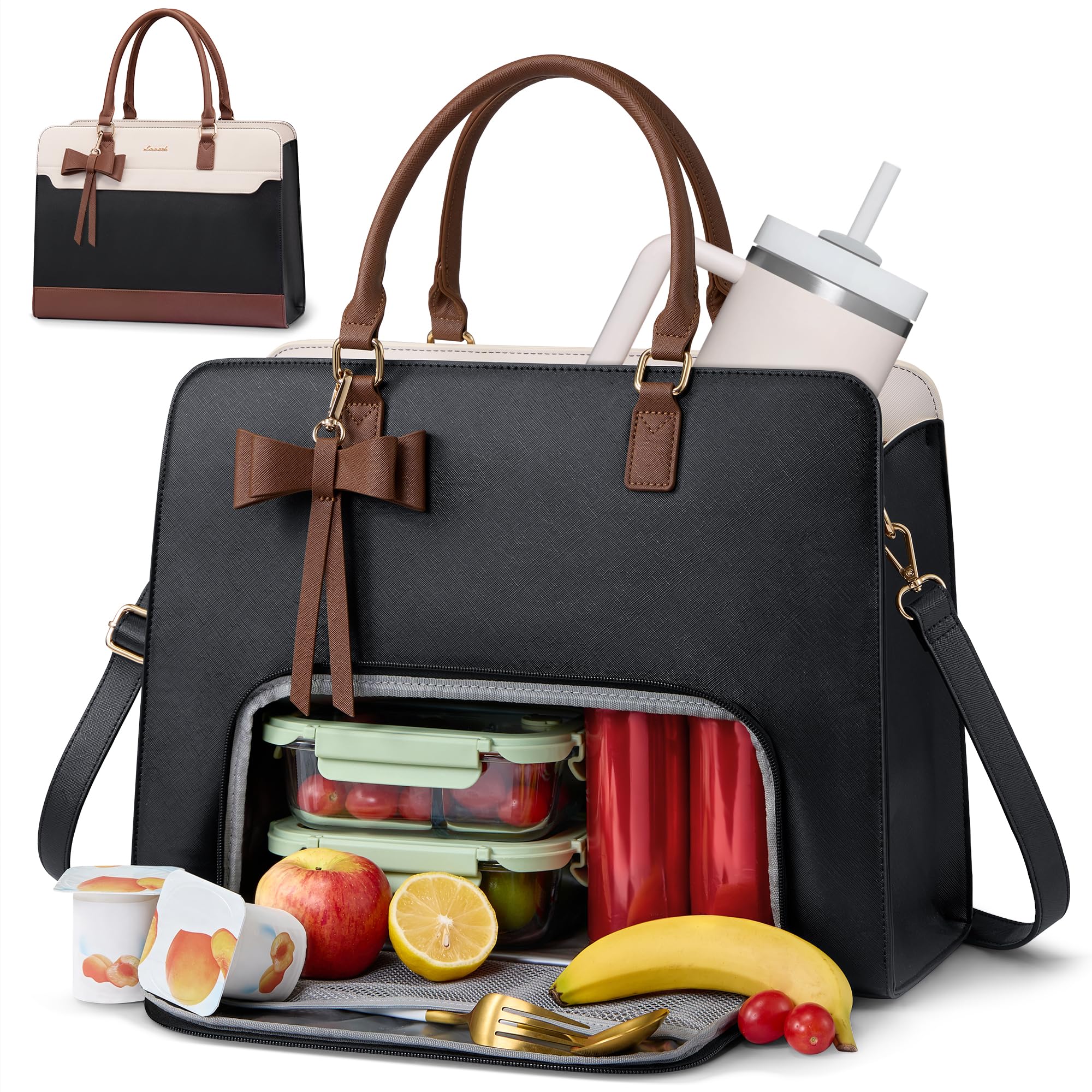 Work Tote Bag for Women with Lunch Compartment, 16 Inch Laptop