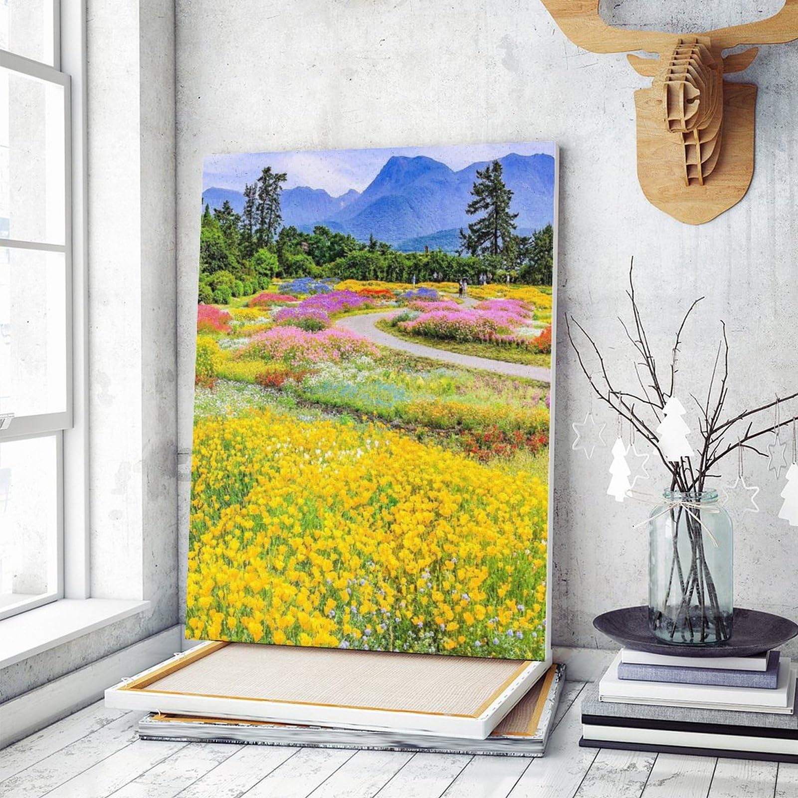 Amazon | 色とりどりの花畑 数字キットによる絵画 数字油絵 魅惑的な