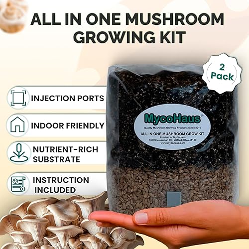 Miniatura 2 de MycoHaus Kit de cultivo de hongos todo en uno con puertos de inyección, bolsas de cultivo de interior para hongos, suministros de cultivo para el