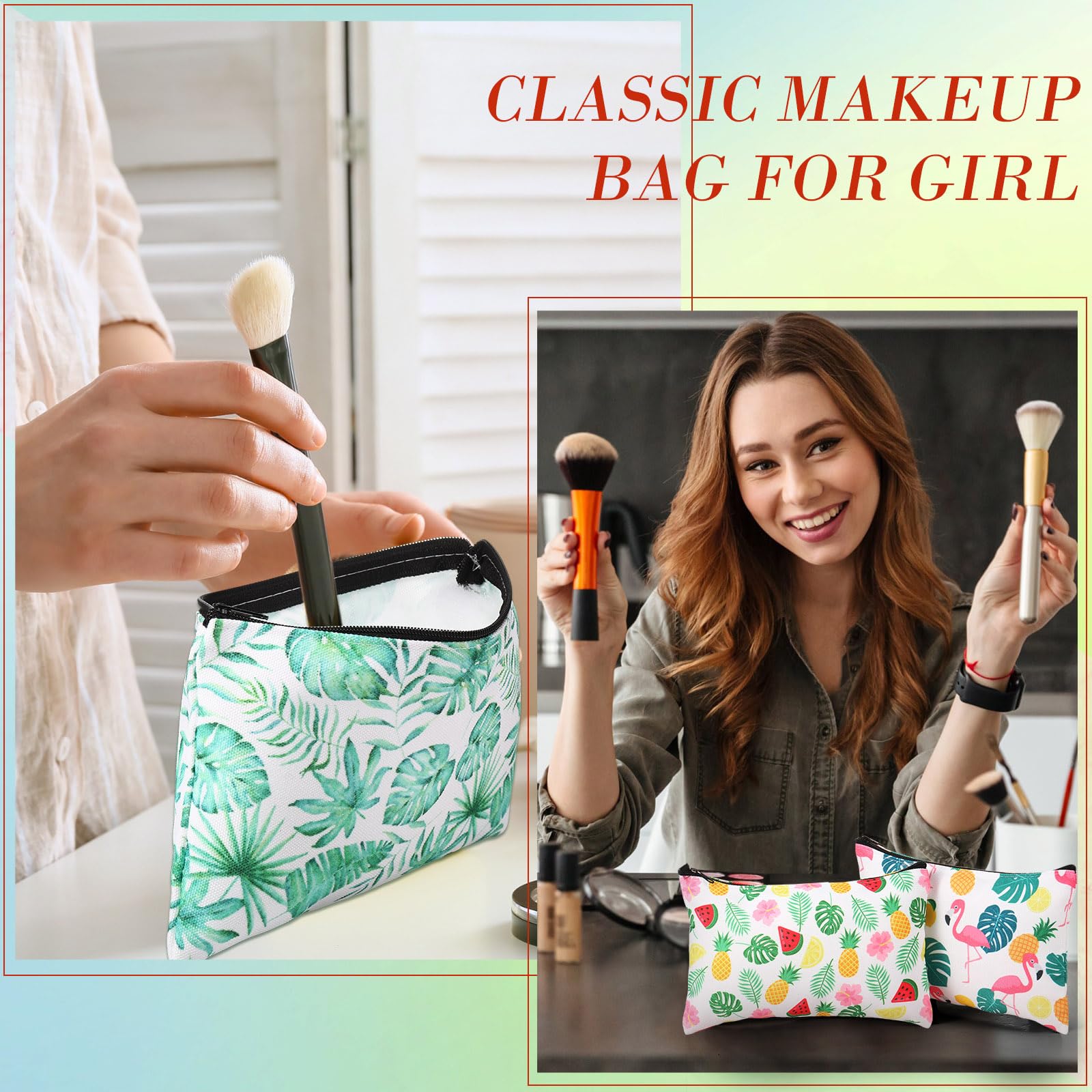 Eccliy 20 bolsas de maquillaje deportivas, bolsa de cosméticos deportiva, regalos de lona, sóftbol, voleibol, fútbol, béisbol, accesorios para niñas, bolsa de aseo con cremallera para mujeres,