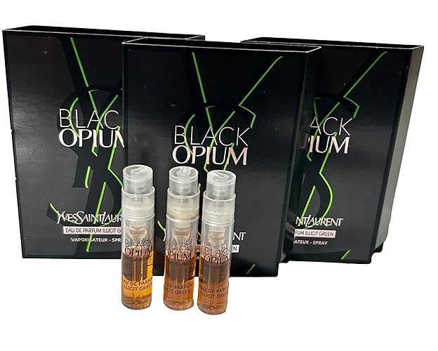 Yves Saint Laurent YSL Black Opium Illicit Green Sample Women Perfume 1.2 ml / 0.04 oz - set of 3 - Floral - 0.04 Fl Oz (Pack of 3)