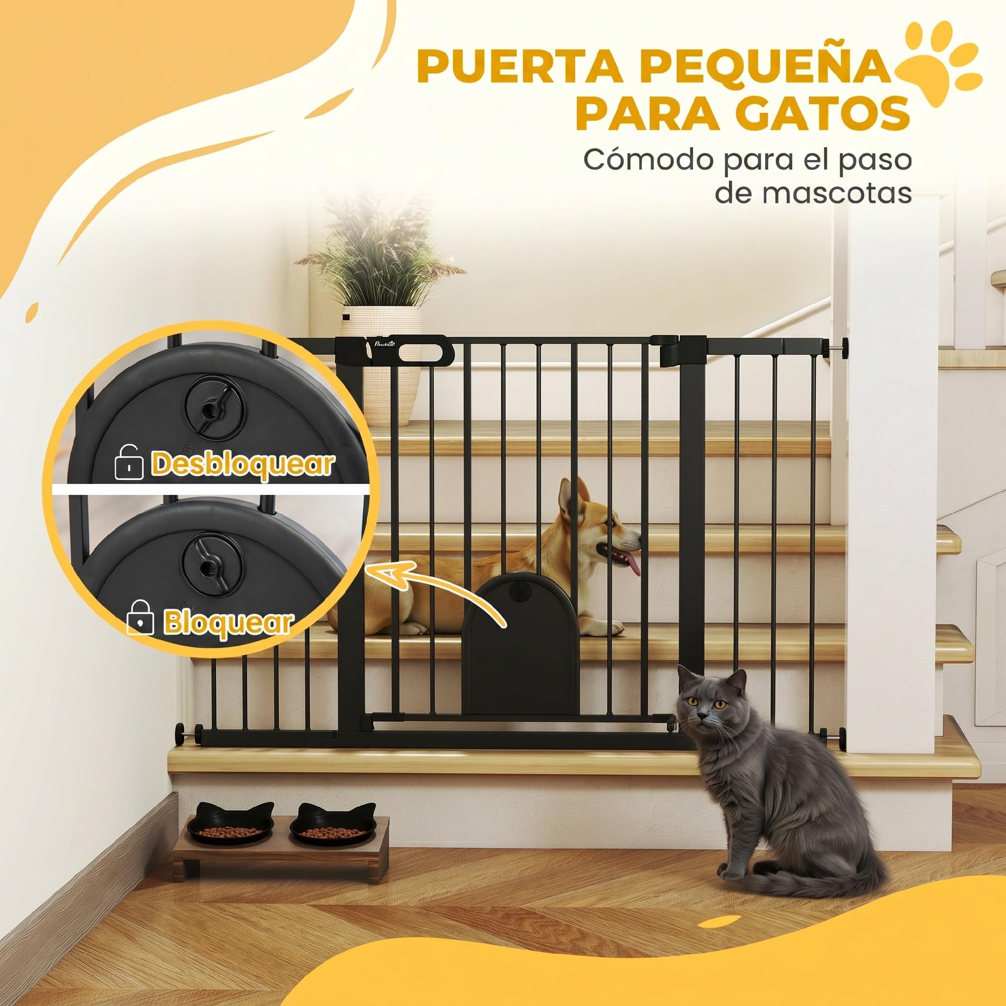 PawHut Barrière de sécurité pour Chien Extensible 75-131 cm, Noir