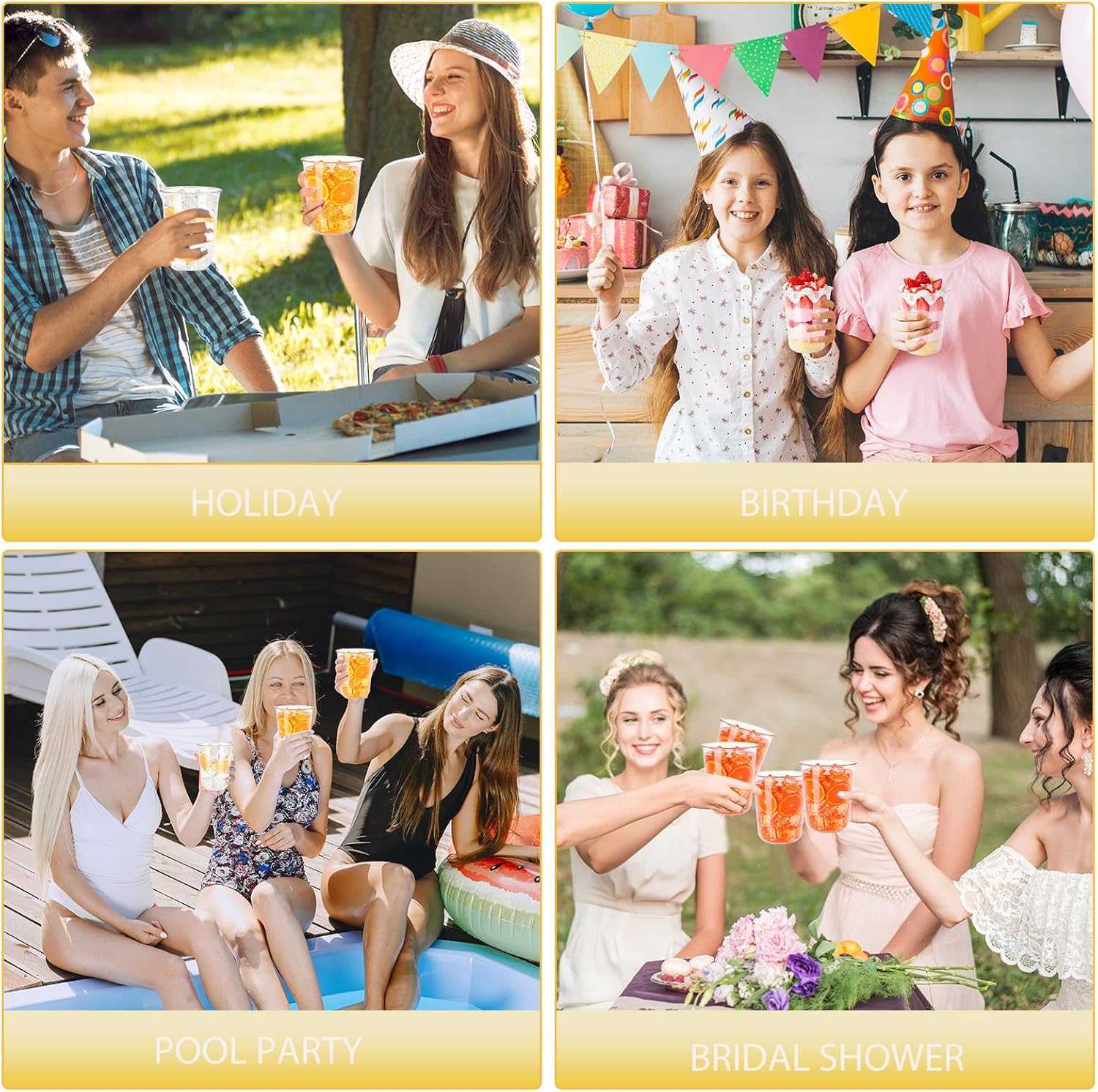 60 Pcs Disposable Stemless Clear Glasses 16 oz NATURAL Arc Crystal Plastic wine glasses Clear Classic Pet Cup for Meeting Weddings Birthdays Cocktail Christmas Party Supplies - Image 4