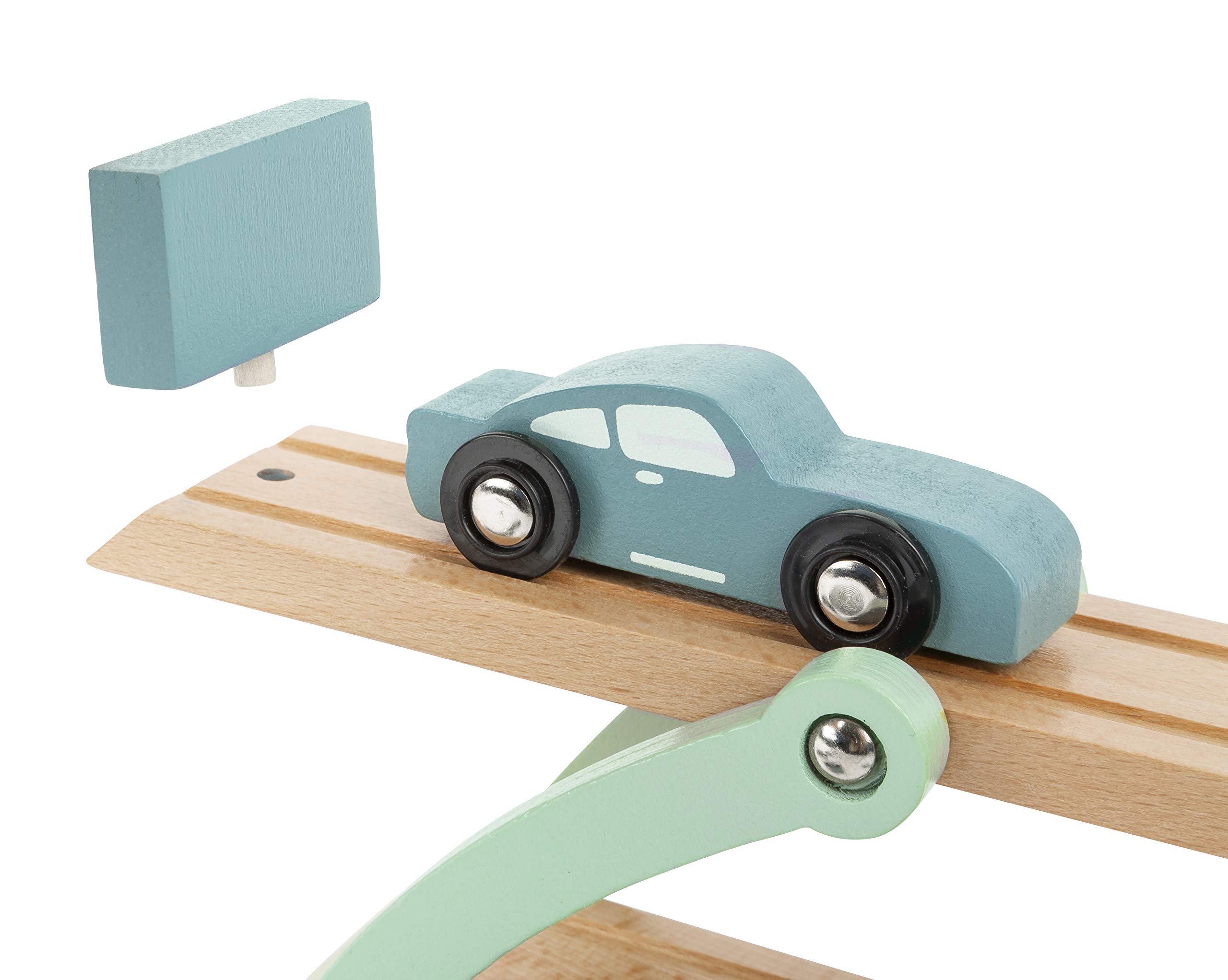 Small Foot 11510 Bisarca Chicago in Legno, con rampa di carico Mobile, rimorchio Rimovibile e 4 Auto, a Partire dai 3 Anni