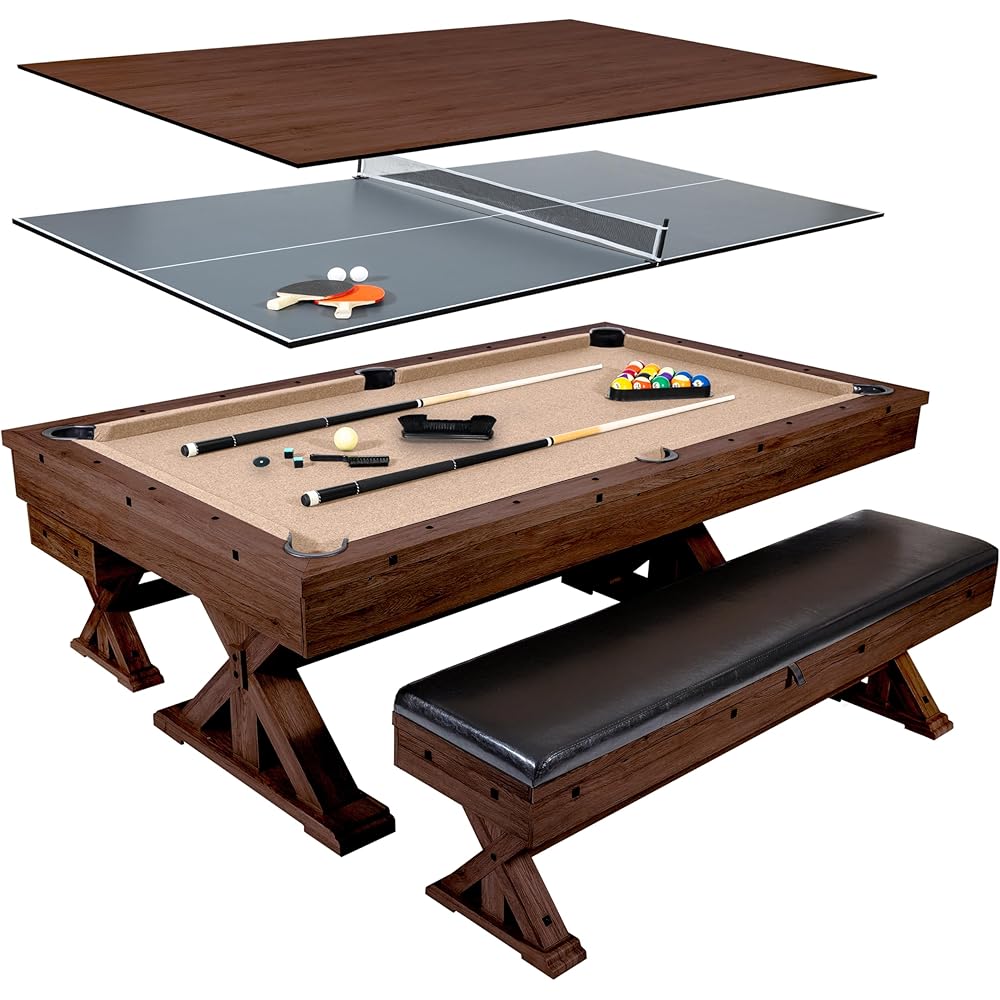 71/mo Finance 7 FT 3 in 1 Multi Game Pool Table with Dining Top Pool