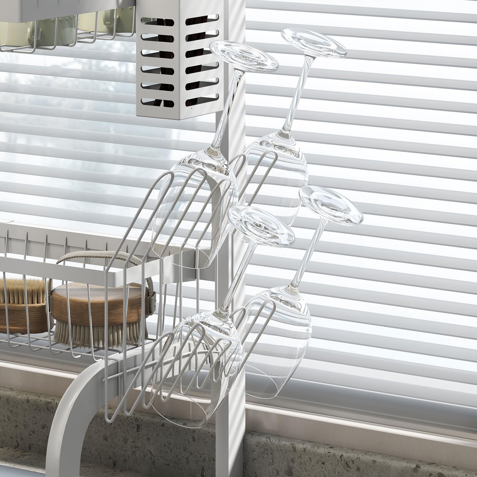 HOMCOM Égouttoir 2 Niveaux sur évier 100x30x54.5 cm Blanc